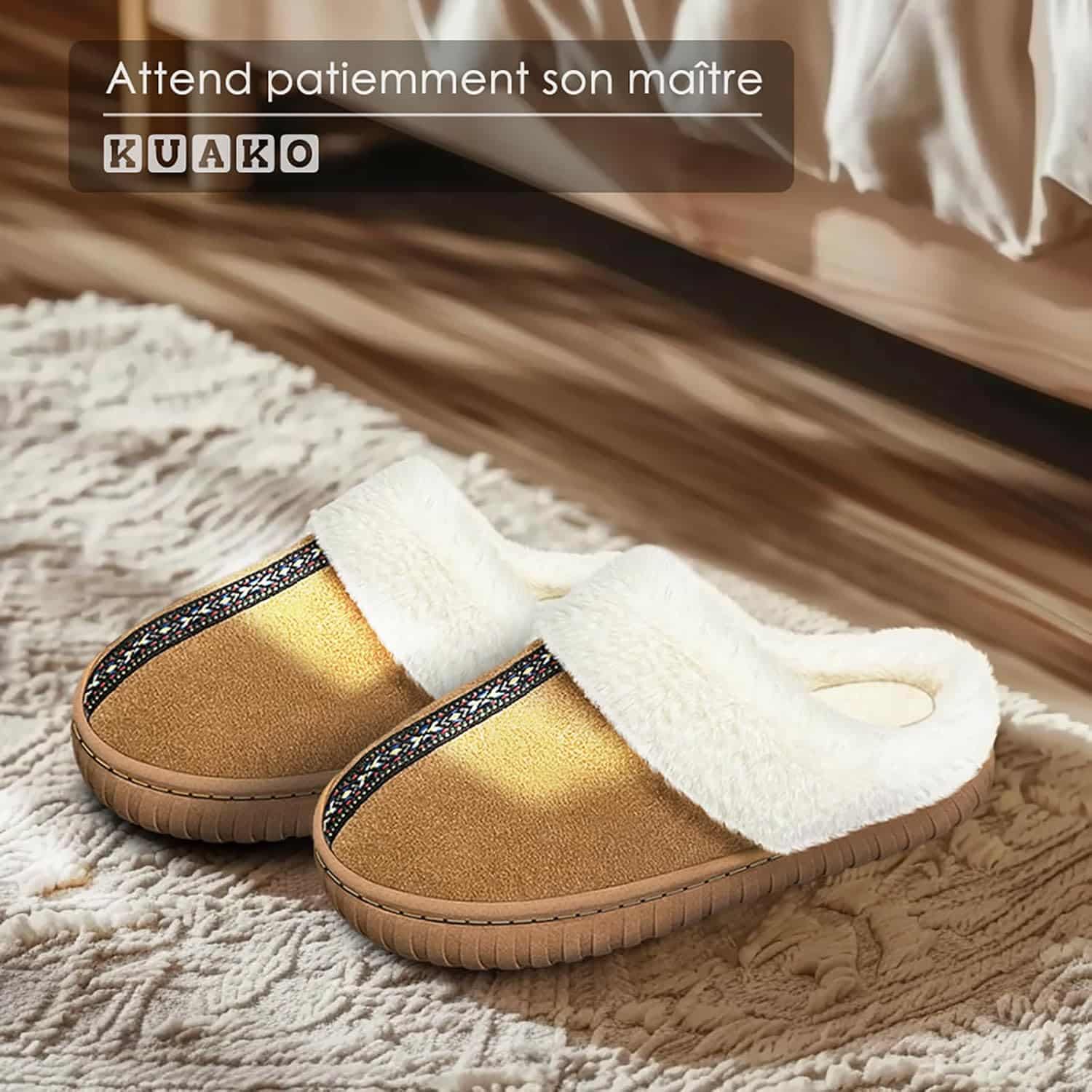 Chaussons Femme Hiver En Fausse Fourrure - Pantoufles Ouvertes Bout, Semelle Mémoire De Forme - Chaudes Et Confortables Maison