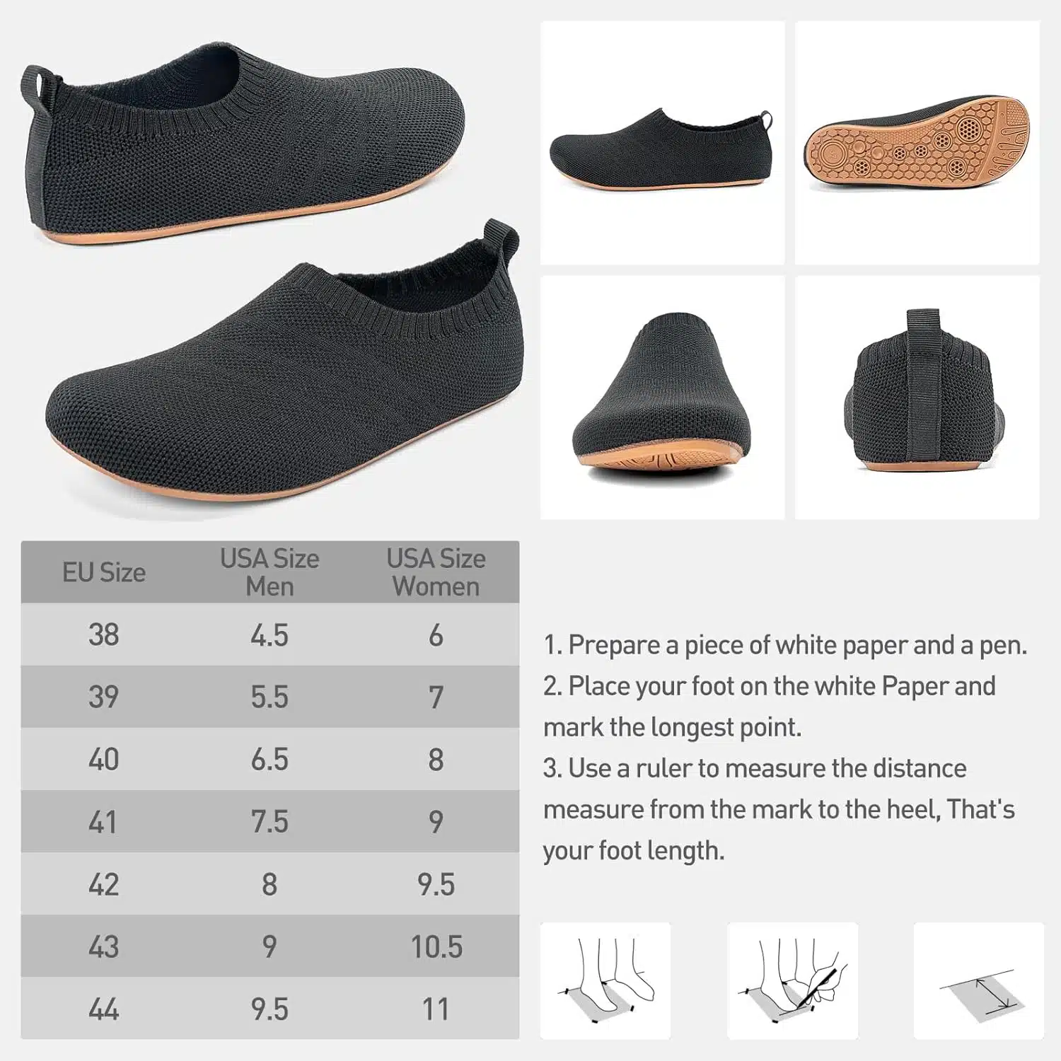 Chaussons pour Femme, semelles antidérapantes, gris foncé – Image 4