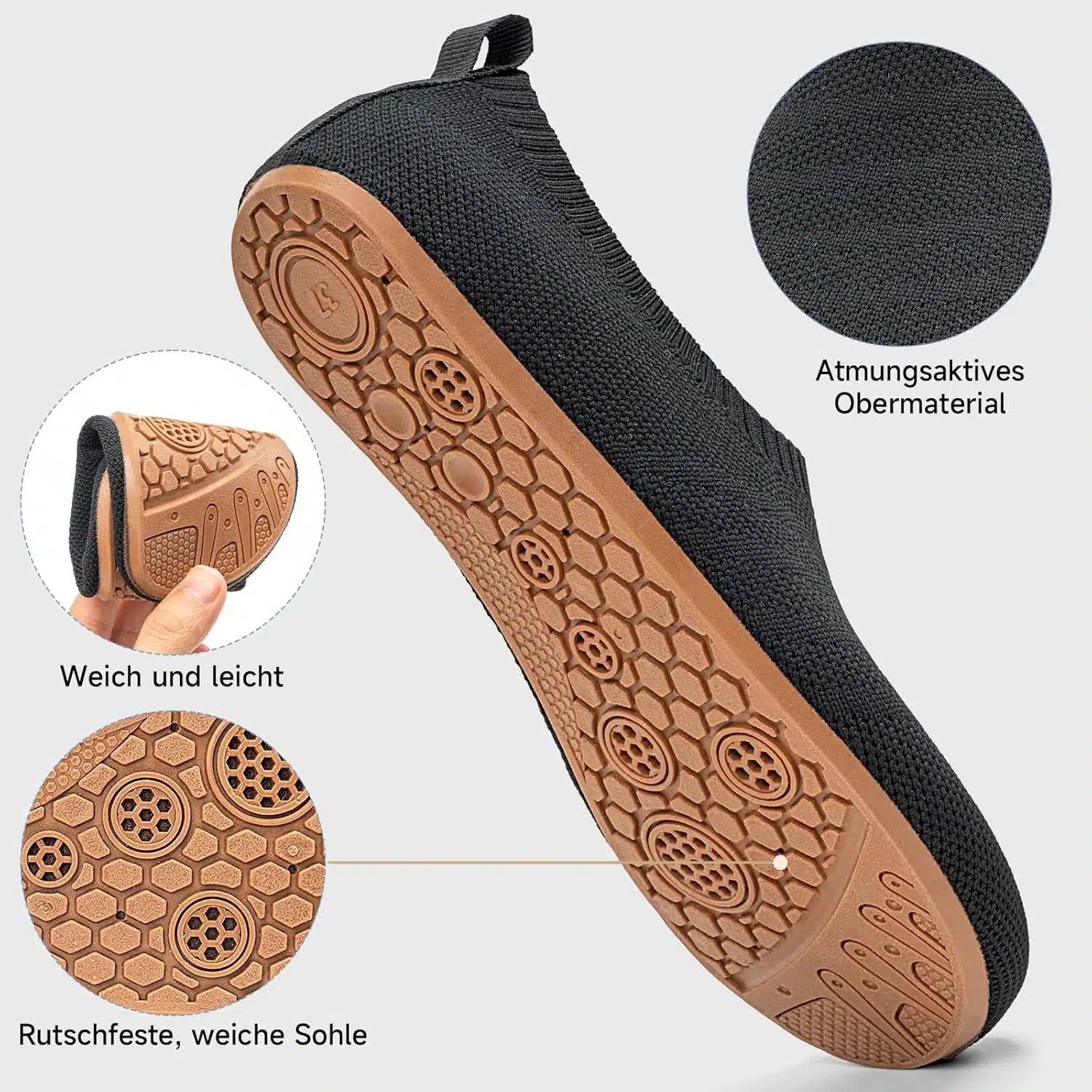 Chaussons pour Femme, semelles antidérapantes, gris foncé – Image 3