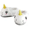 Chaussons licorne mignons en peluche avec cornes à paillettes | Couleur: blanc