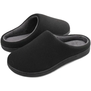 Wishcotton Chaussons Homme Maison Bicolores avec Mousse à mémoire de Forme Pantoufles Antidérapant Intérieur Extérieur