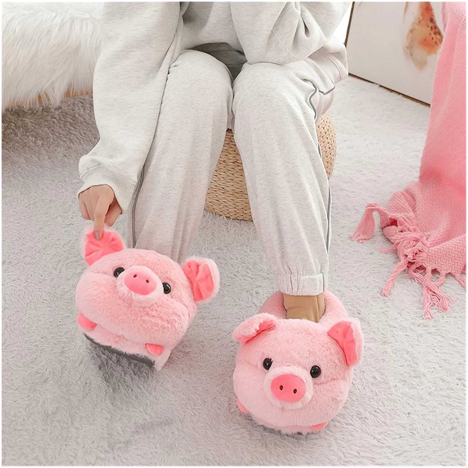 Chaussons Cochon Rose, Pantoufles femmes cochon mignon – Image 3