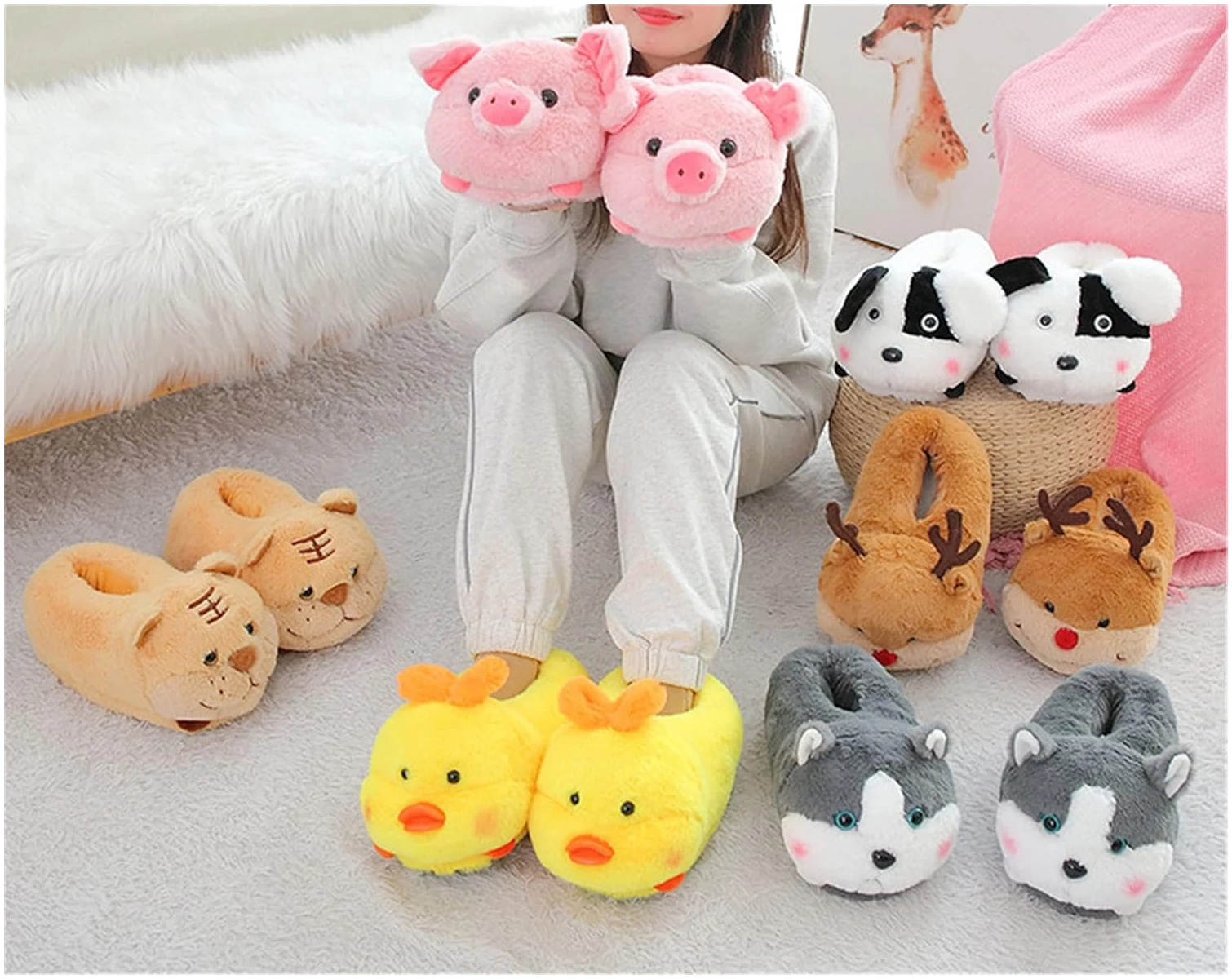 Chaussons Cochon Rose, Pantoufles femmes cochon mignon – Image 5