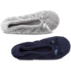 1768480180 isotoner 2 pack microterry ballerina slippers with satin bow suede sole and terry lining ballerinesfemme