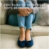 1768480185 isotoner 2 pack microterry ballerina slippers with satin bow suede sole and terry lining ballerinesfemme
