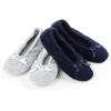 Isotoner 2 pack microterry ballerina slippers with satin bow, suede