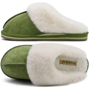 Chausson Femme Hiver Peluche Fourrure Chaud Pantoufles Mouton Retourné Doublure Charentaise Confort Memory Foam Antidérapant