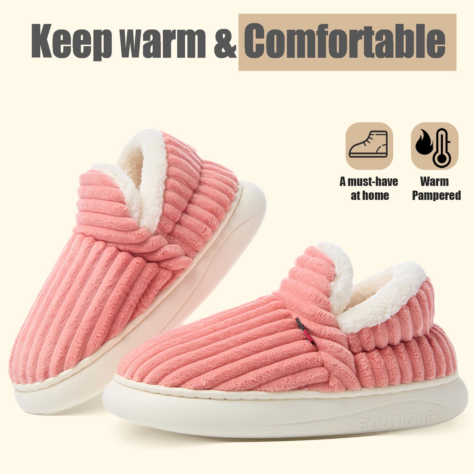 Mules Chausson Femme Homme Chaud Confortable Mémoire de Forme Antidérapantes – Image 5