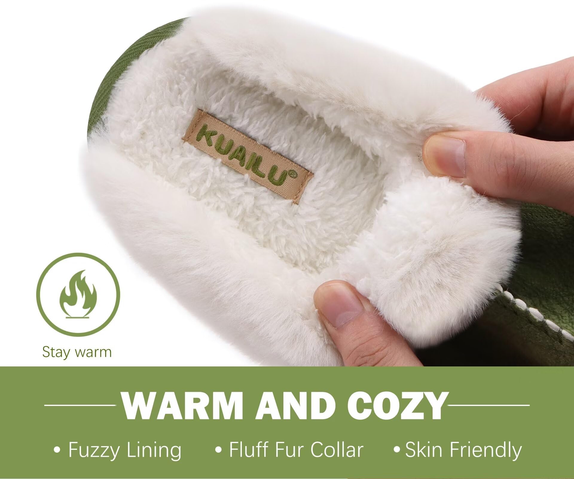Chausson Femme Hiver Peluche Fourrure Chaud Pantoufles Mouton Retourné Doublure Charentaise Confort Memory Foam Antidérapant – Image 5