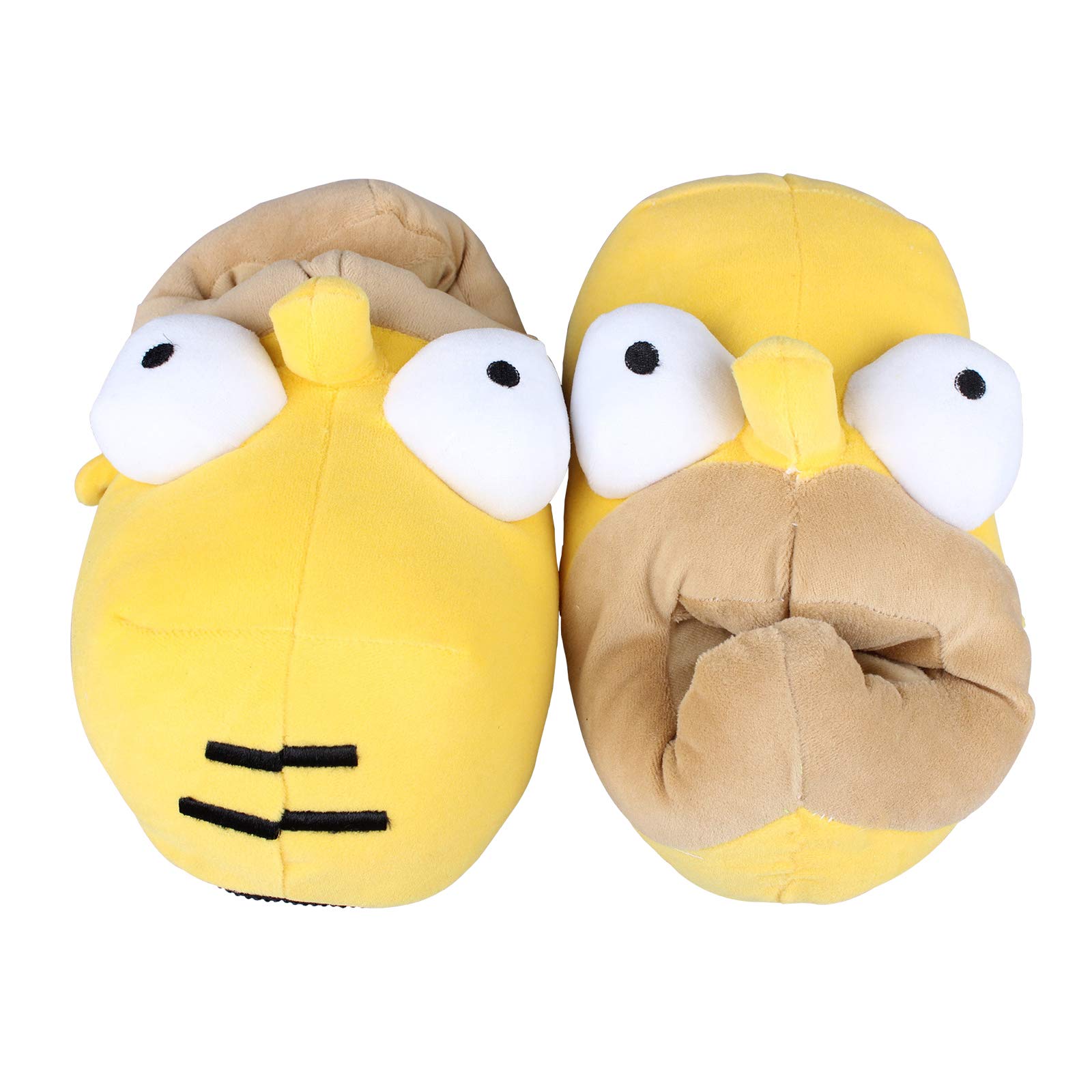 Pantoufles en peluche drôles pour hommes en dessin animé pour intérieur hiver chaussures douces et chaudes pour la maison chaussures drôles unisexes confortables jaunes – Image 2