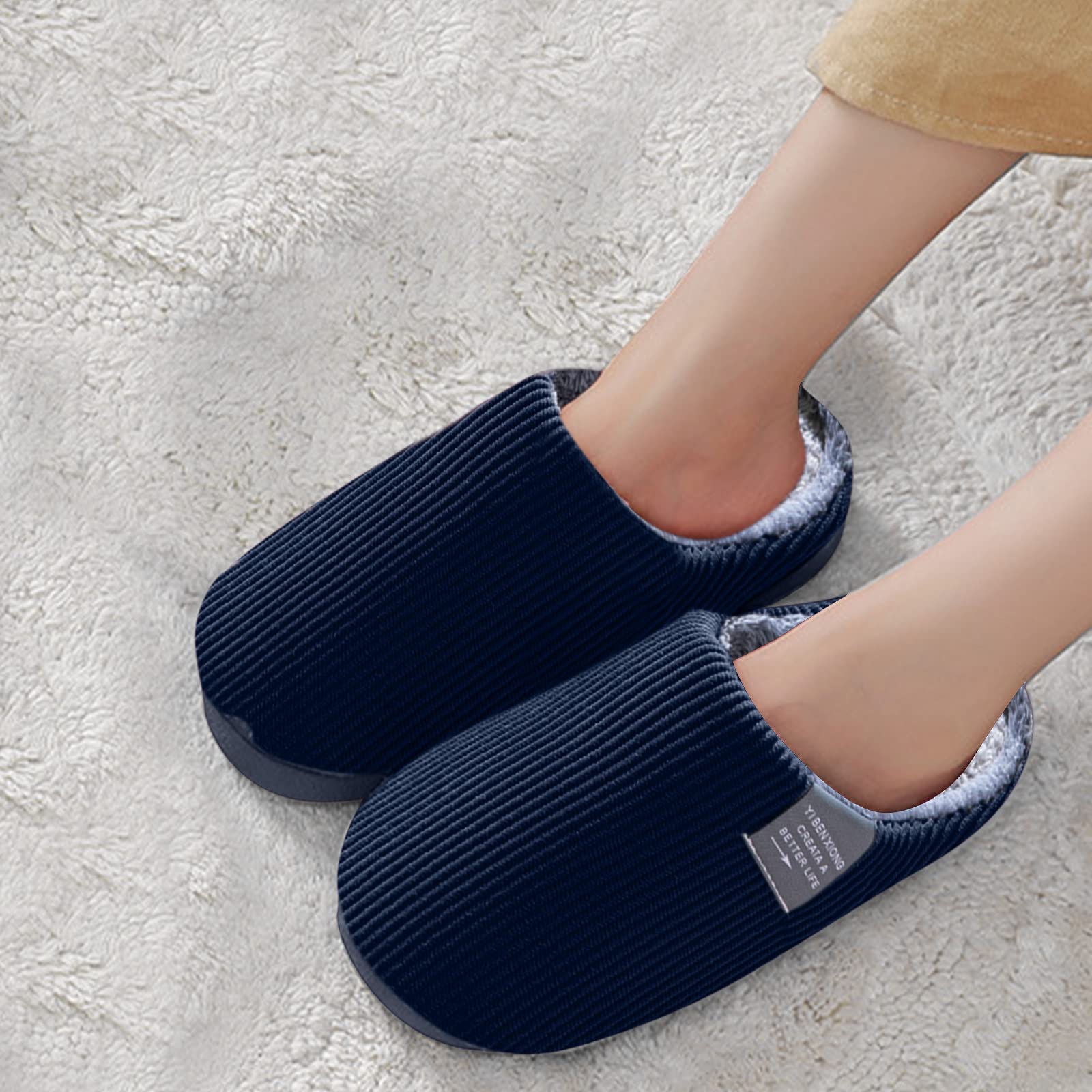 Chaussons d'hiver homme antidérapants doublés laine mémoire de forme – Image 3