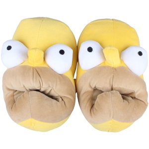 Pantoufles en peluche drôles pour hommes en dessin animé pour intérieur hiver chaussures douces et chaudes pour la maison chaussures drôles unisexes confortables jaunes