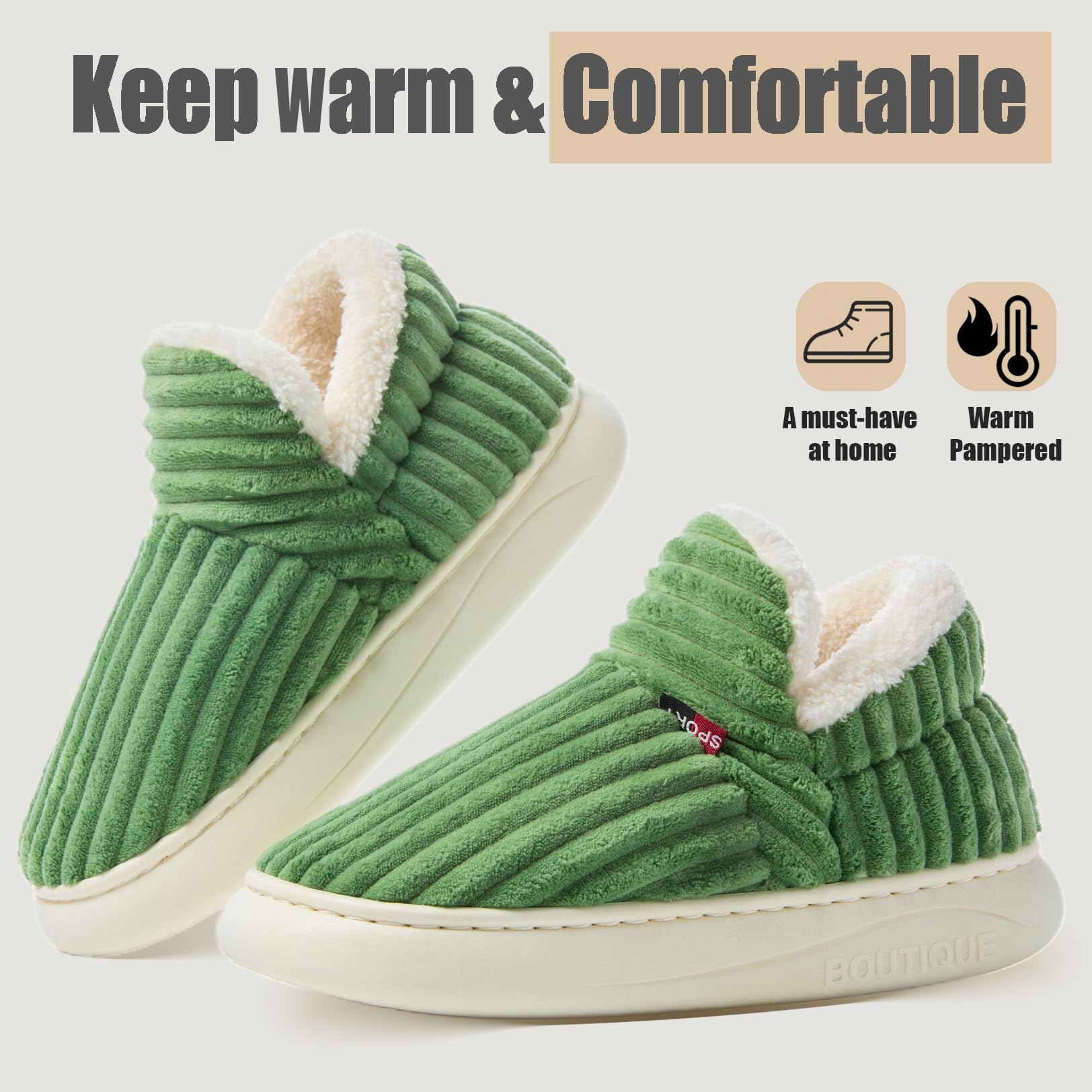 Mules Chaussons Femme Homme Chaud Confortable Mousse à Mémoire Antidérapantes – Image 5