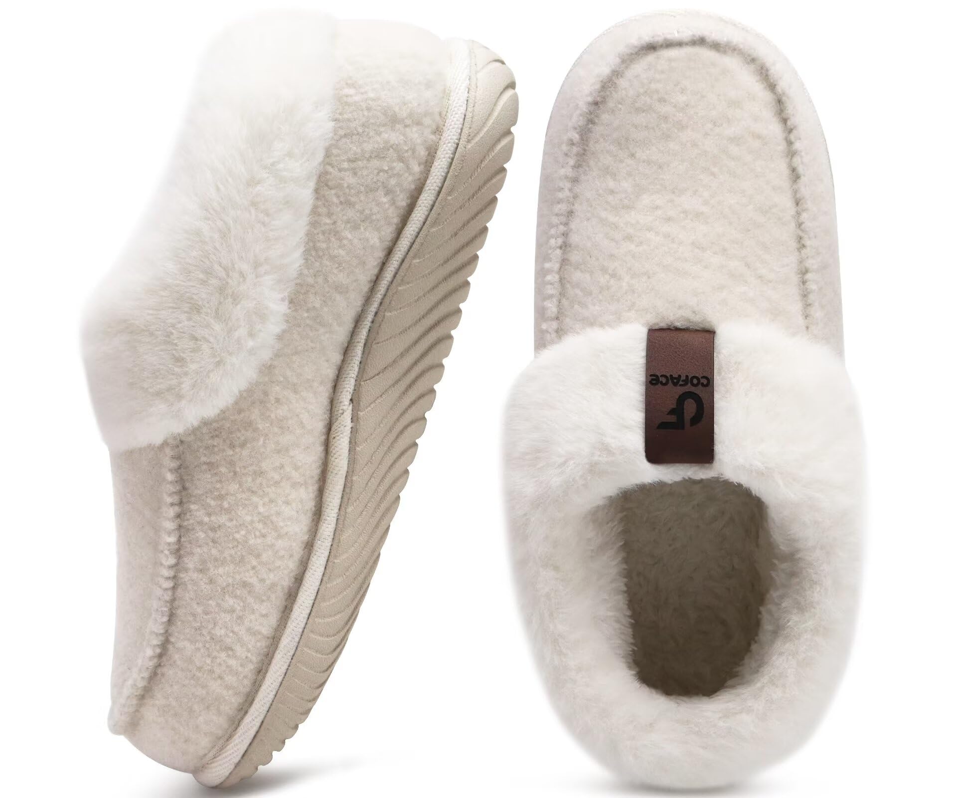 Chausson Femme Hiver Chaud Feutre Pantoufles Peluche Fourrure Doublure Fermé Charentaise Confort Mousse à Mémoire de Forme Antidérapant