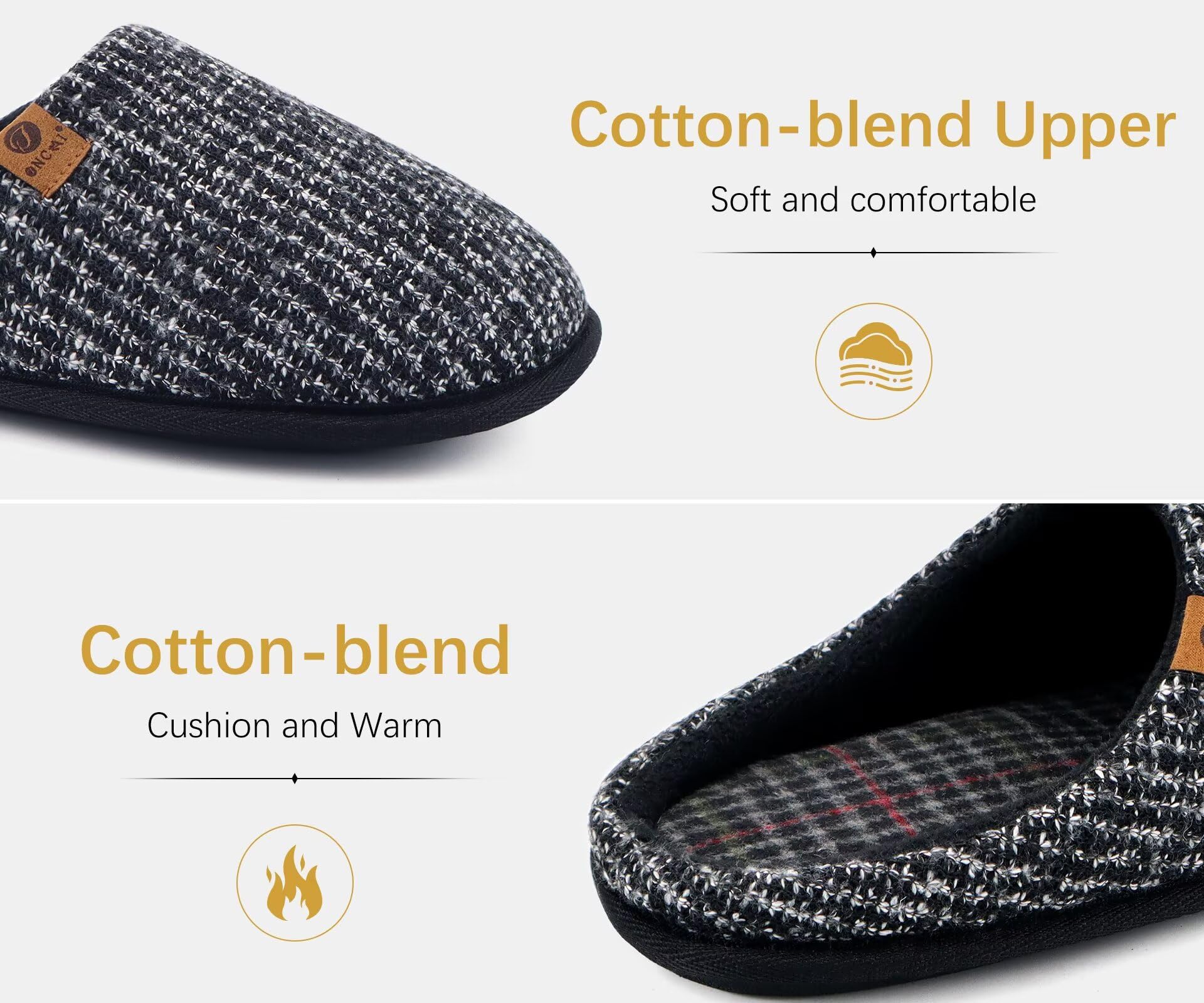 Chaussons Homme Pantoufles Hiver Chaudes avec Mousse à Mémoire de Forme – Image 5