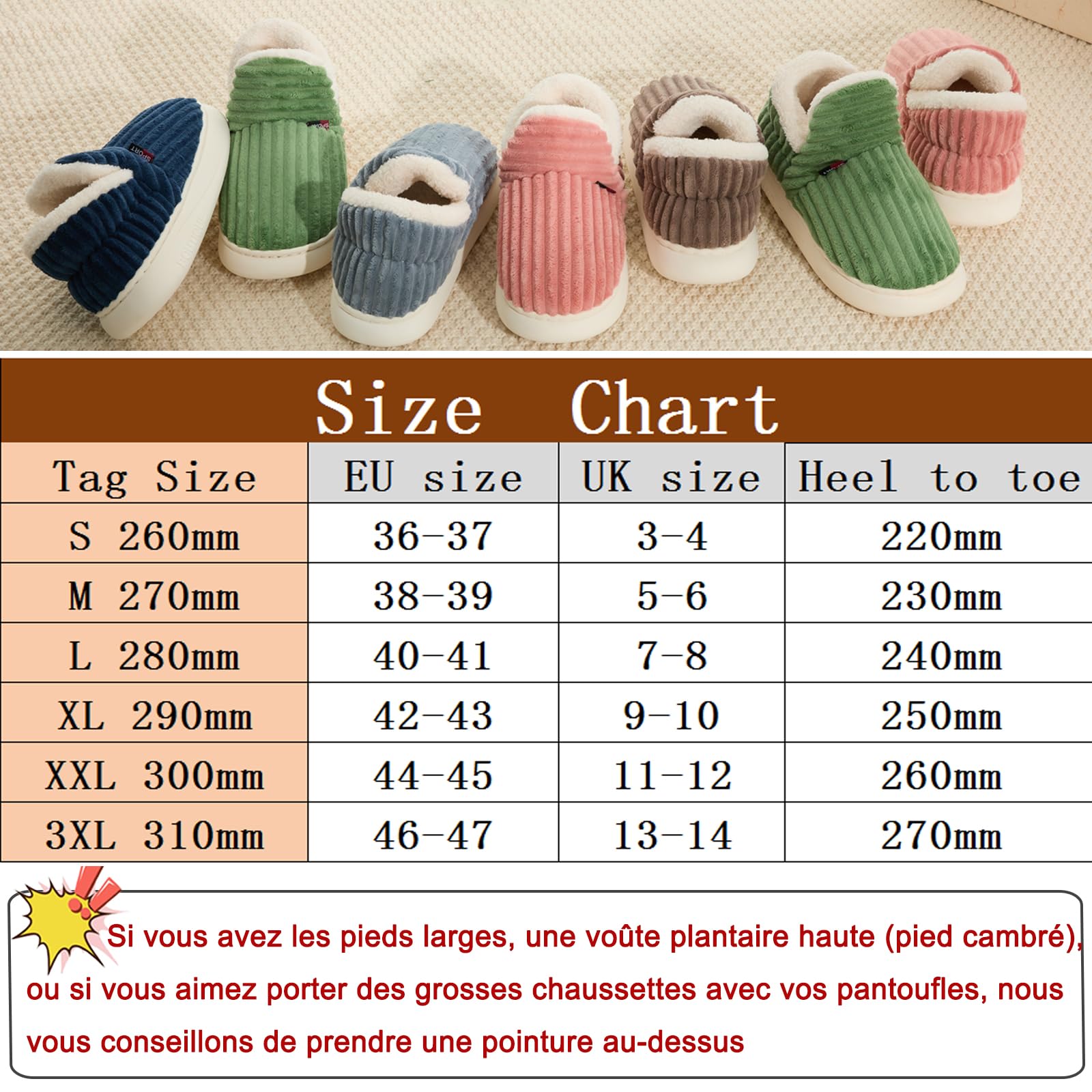 Mules Chausson Femme Homme Chaud Confortable Mémoire de Forme Antidérapantes – Image 3