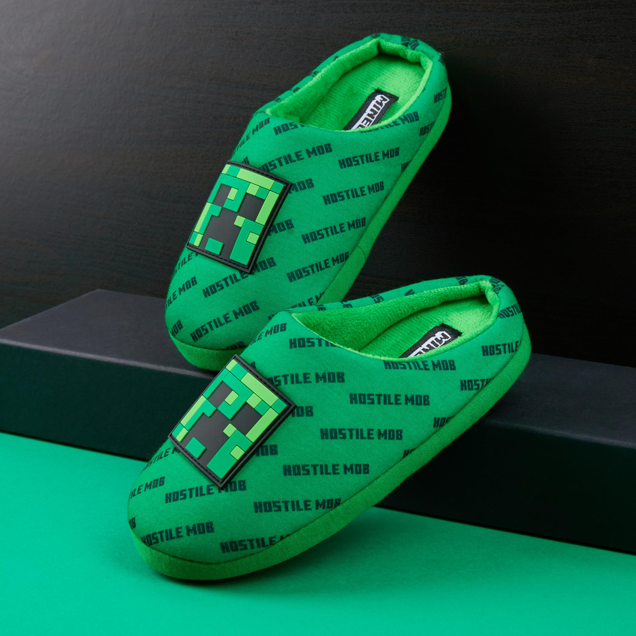 Chaussons Enfant Minecraft Creeper Cosy d'Intérieur pour Garçon Gamer – Image 3