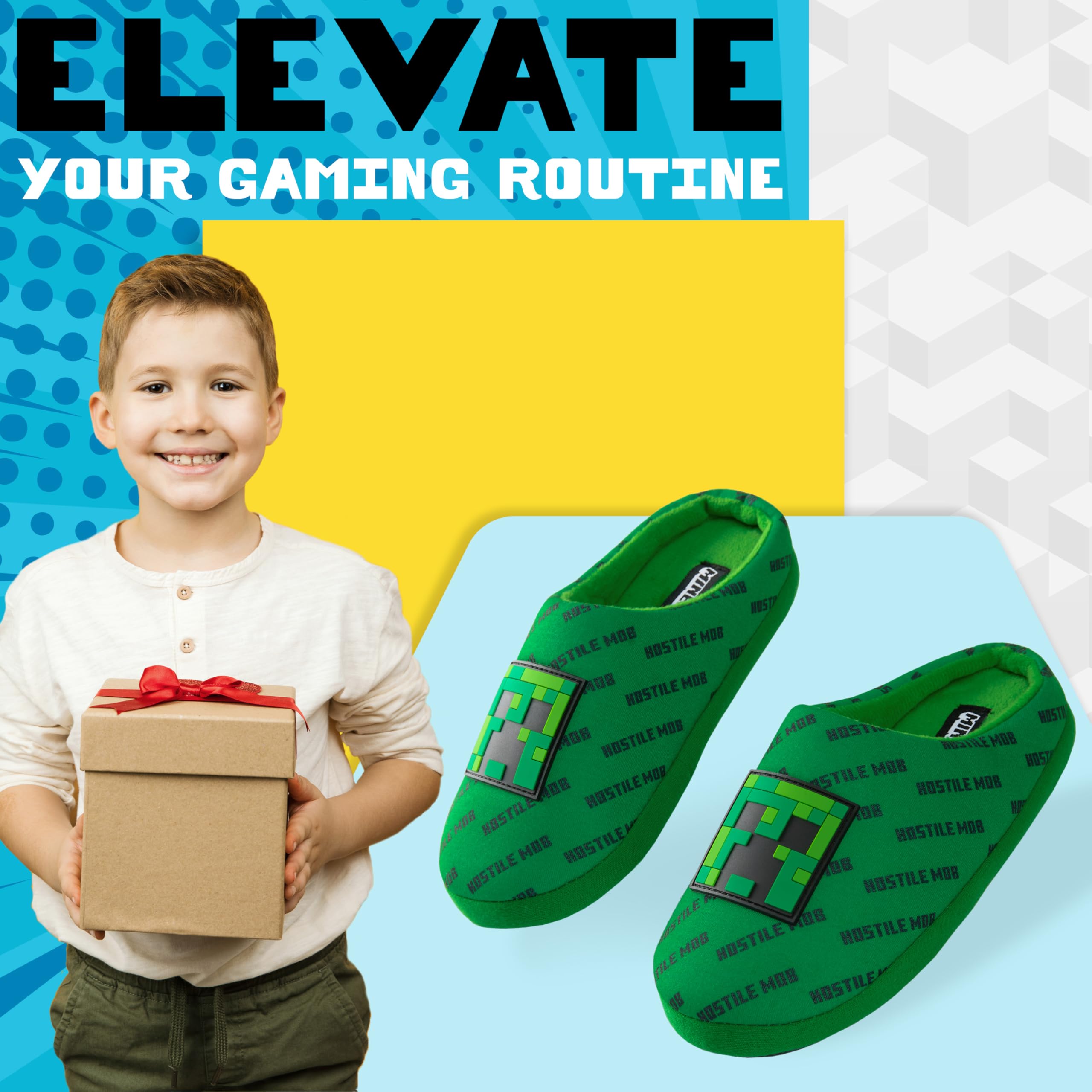 Chaussons Enfant Minecraft Creeper Cosy d'Intérieur pour Garçon Gamer – Image 2