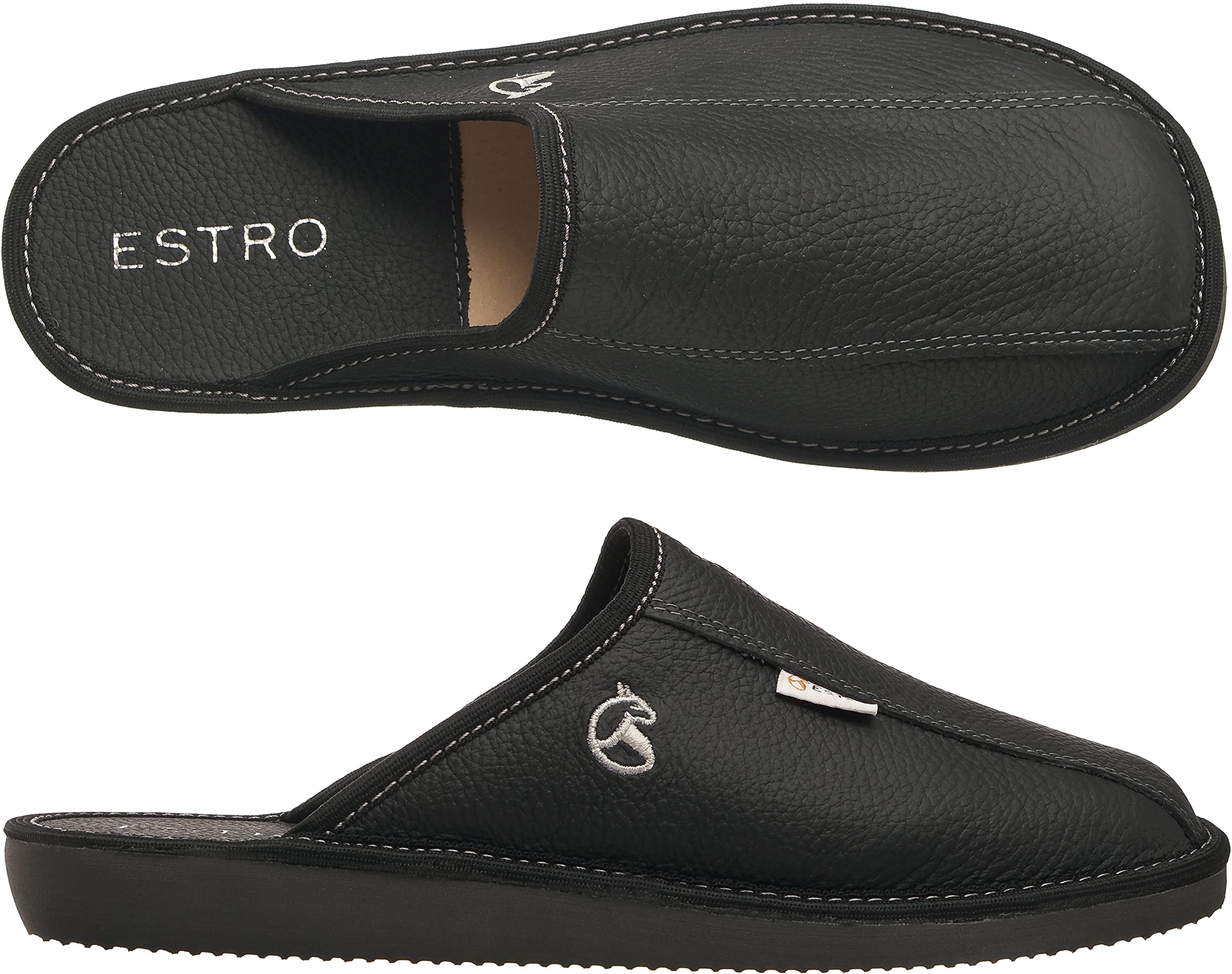 Mules Homme Cuir Laine ESTRO Chaussons Homme