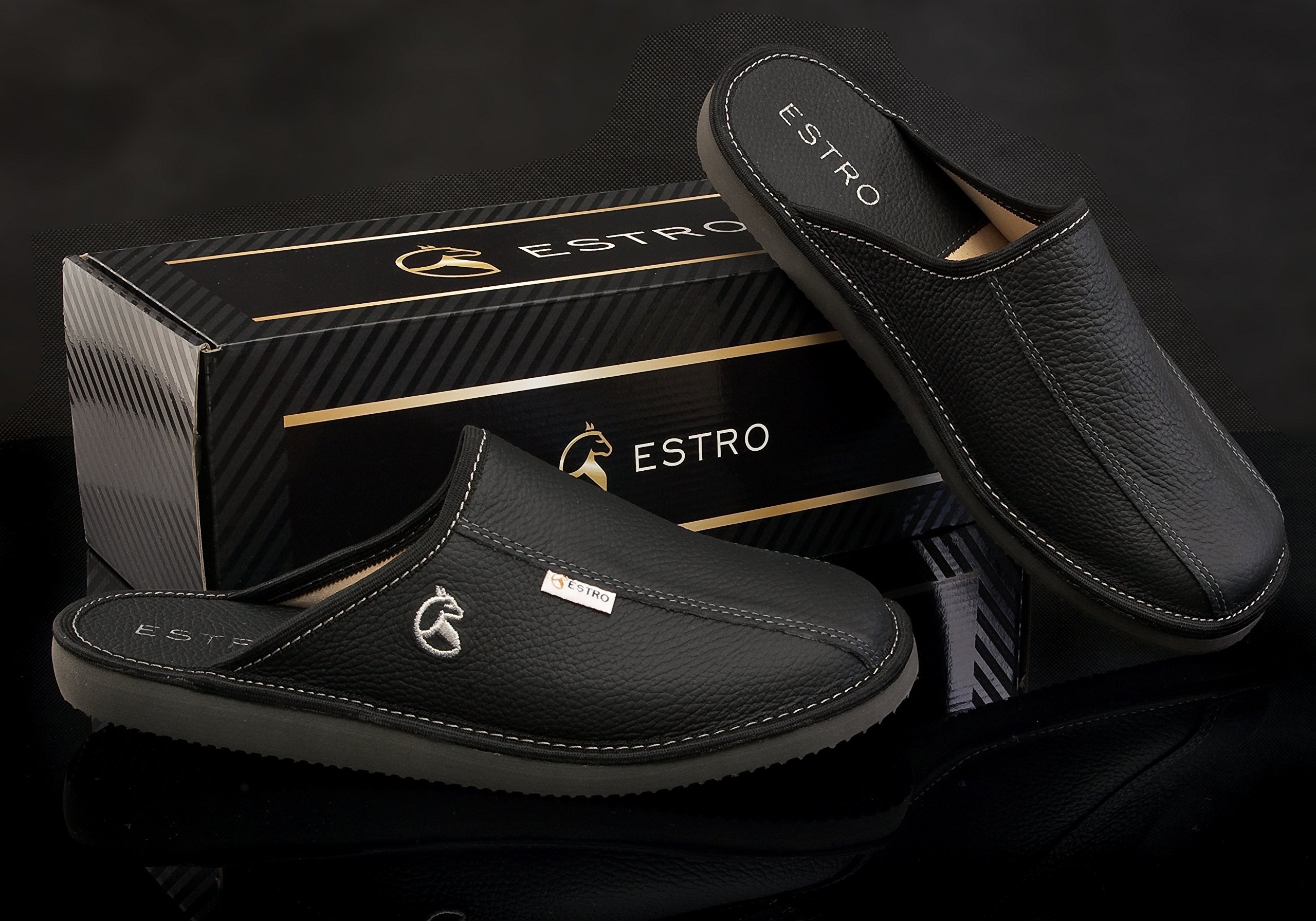 Mules Homme Cuir Laine ESTRO Chaussons Homme – Image 6