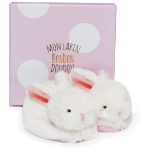 Coffret Chaussons avec Hochet Lapin Bonbon Acheter Chaussons Doudou et Compagnie Rose 0-6 Mois