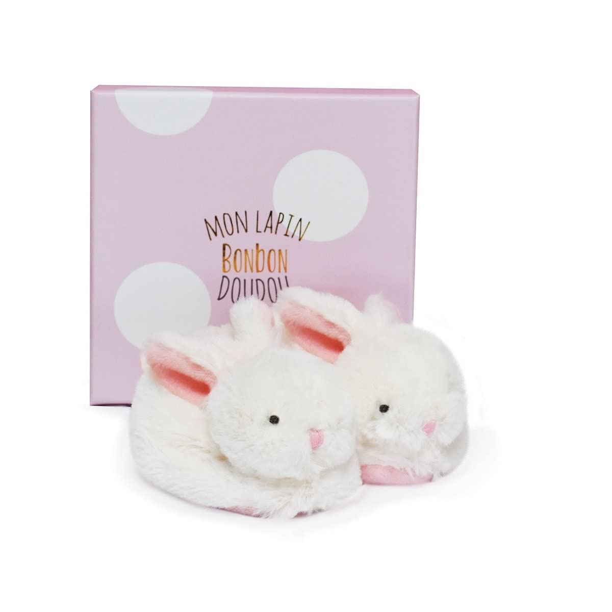 Coffret Chaussons avec Hochet Lapin Bonbon Acheter Chaussons Doudou et Compagnie Rose 0-6 Mois