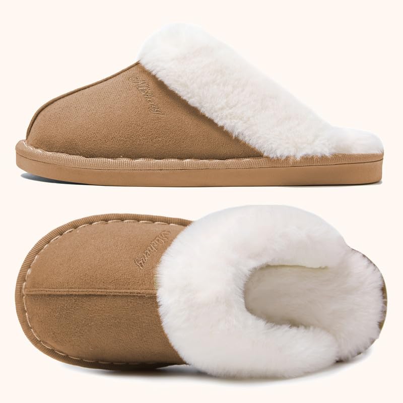 Mules Acheter Chaussons mémoire de forme faux daim fourrure intérieur extérieur – Image 4