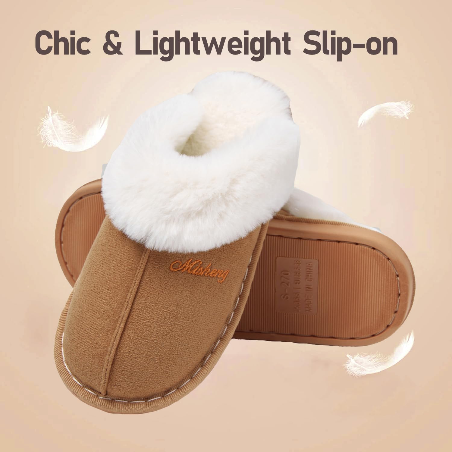 Chaussons Fourrés Acheter Chaussons Mémoire de Forme Faux Daim Antidérapants – Image 6