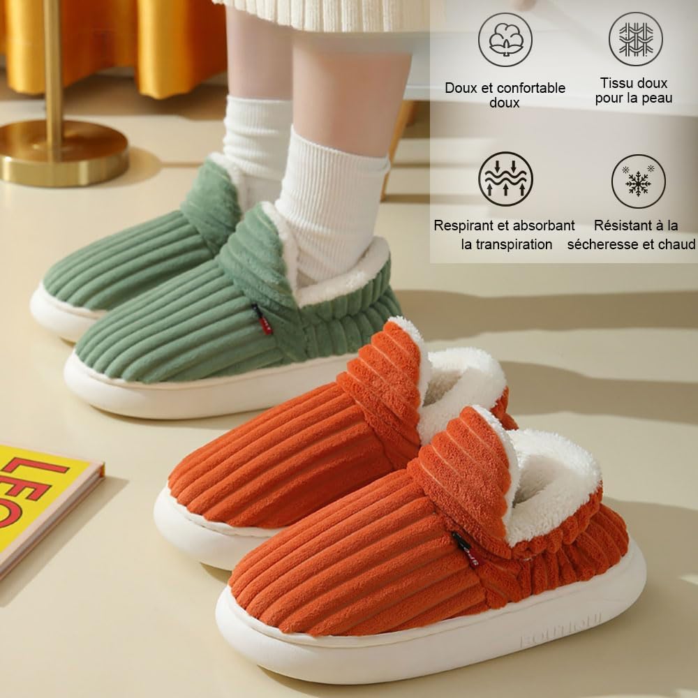 Chaussons Femme Hiver Chauds Antidérapants en Peluche – Image 4