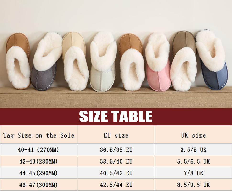 Mules Acheter Chaussons mémoire de forme faux daim fourrure intérieur extérieur – Image 3