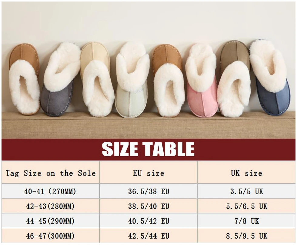 Mules Acheter Chaussons mémoire de forme faux daim fourrure intérieur extérieur – Image 3