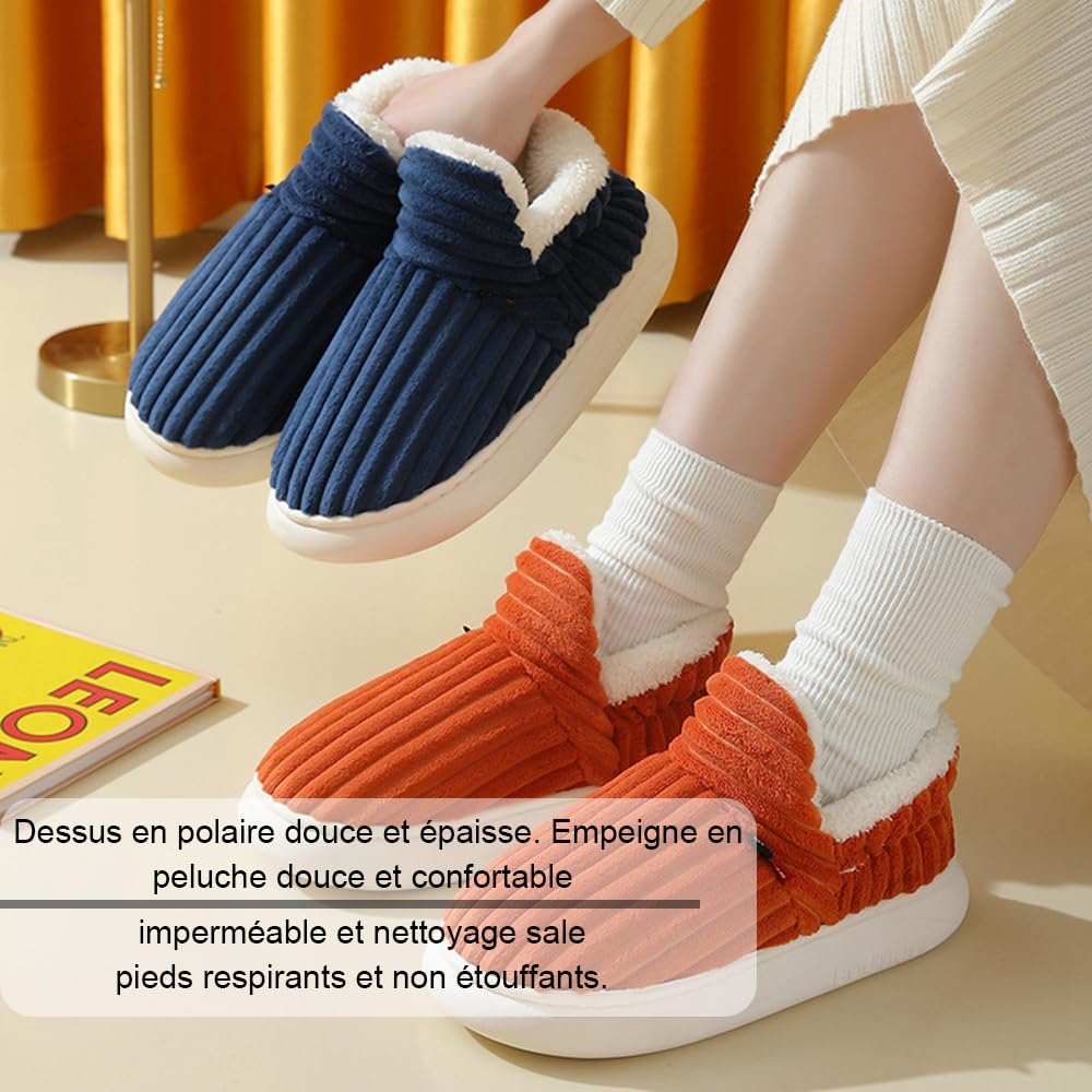 Chaussons Femme Hiver Chauds Antidérapants en Peluche – Image 7