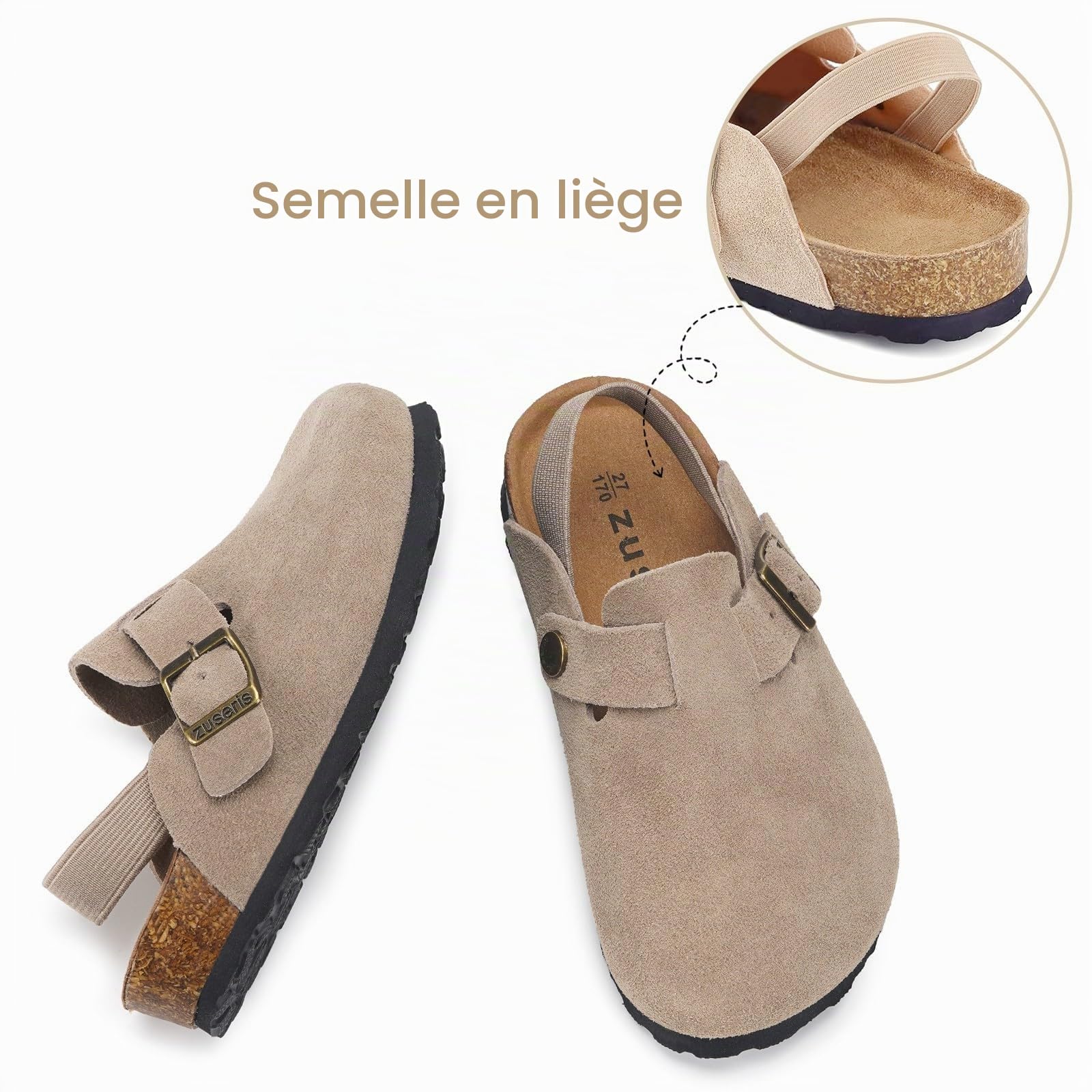 Mules et Sabots Acheter Chaussons Enfant Antidérapants Semelle Liège – Image 7