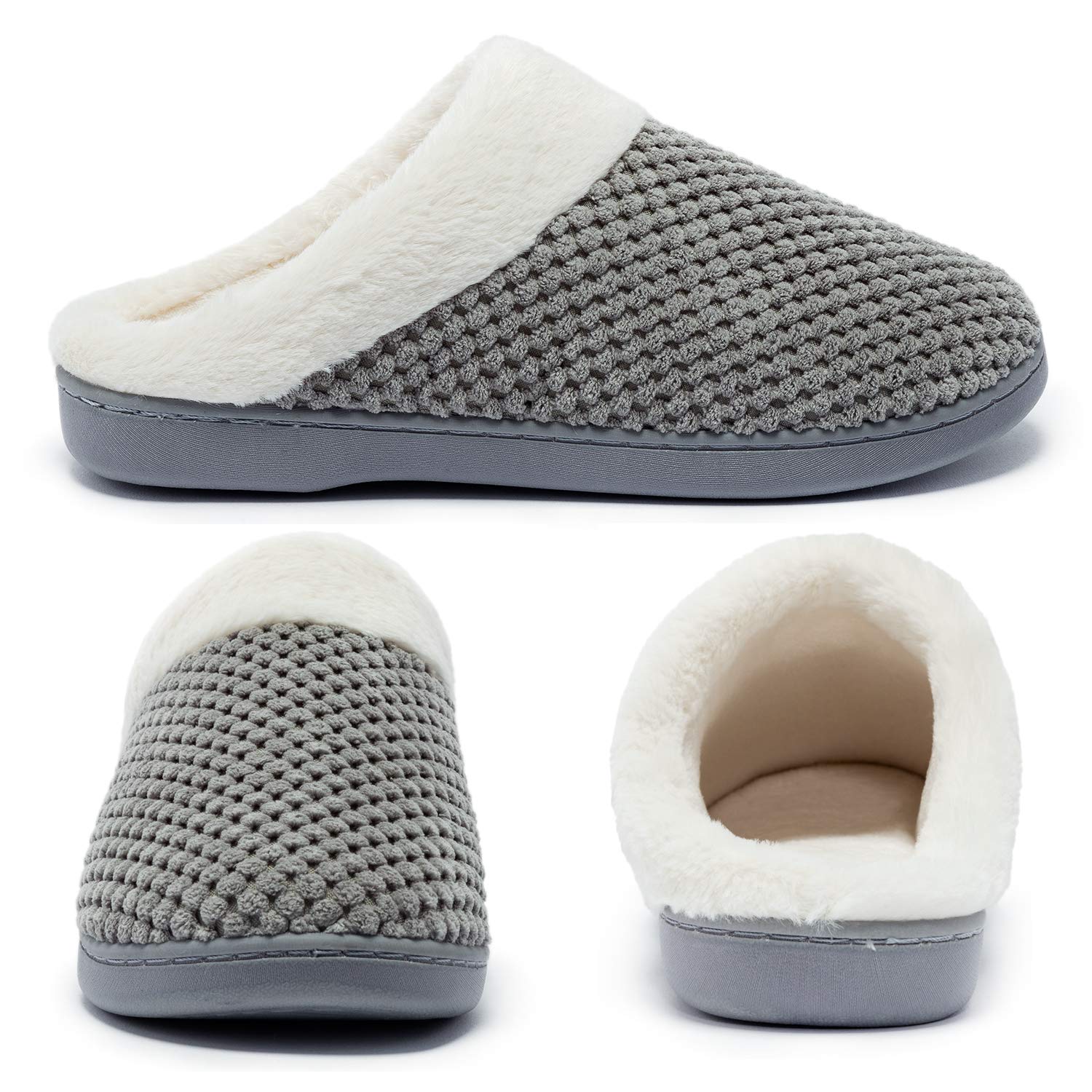 Chaussons Fourrés Femme Acheter Chaussons Peluche Mémoire de Forme Antidérapants – Image 4