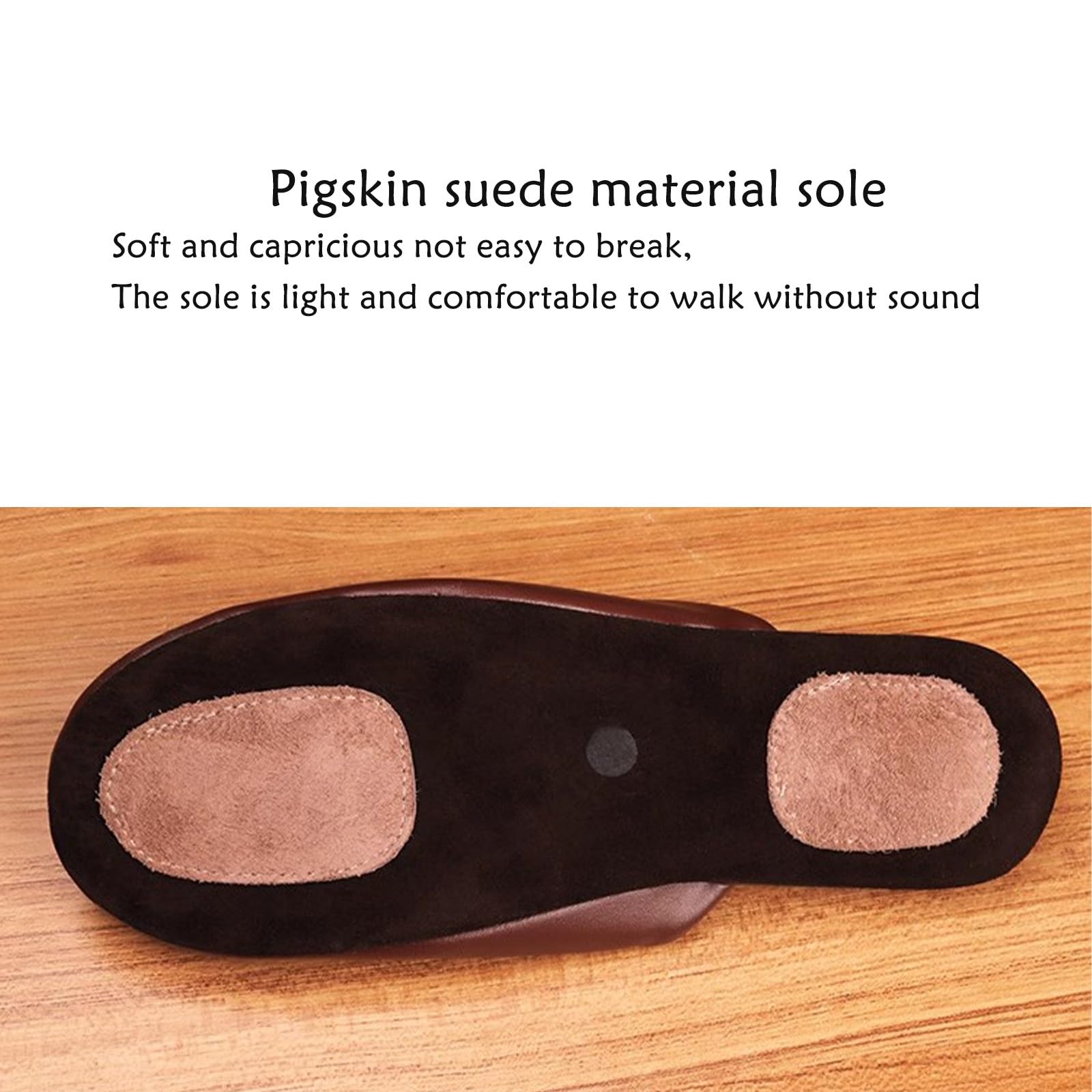 Mules en cuir unisexe pour l'intérieur à bout fermé et semelle en daim silencieuse – Image 4