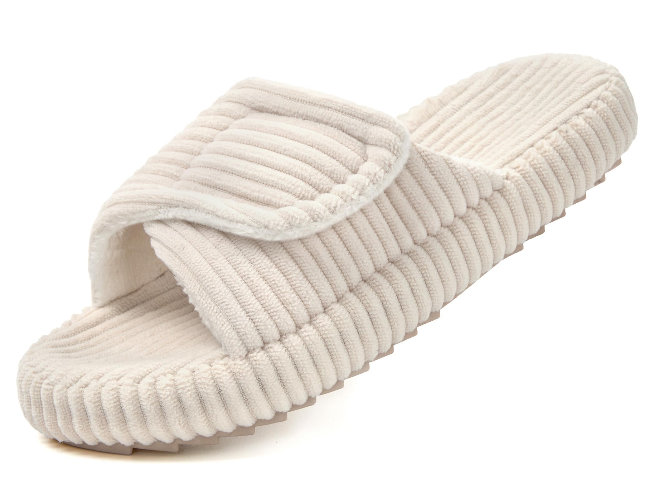 Chaussons Femme Acheter Chaussons velours côtelé mousse mémoire bout ouvert