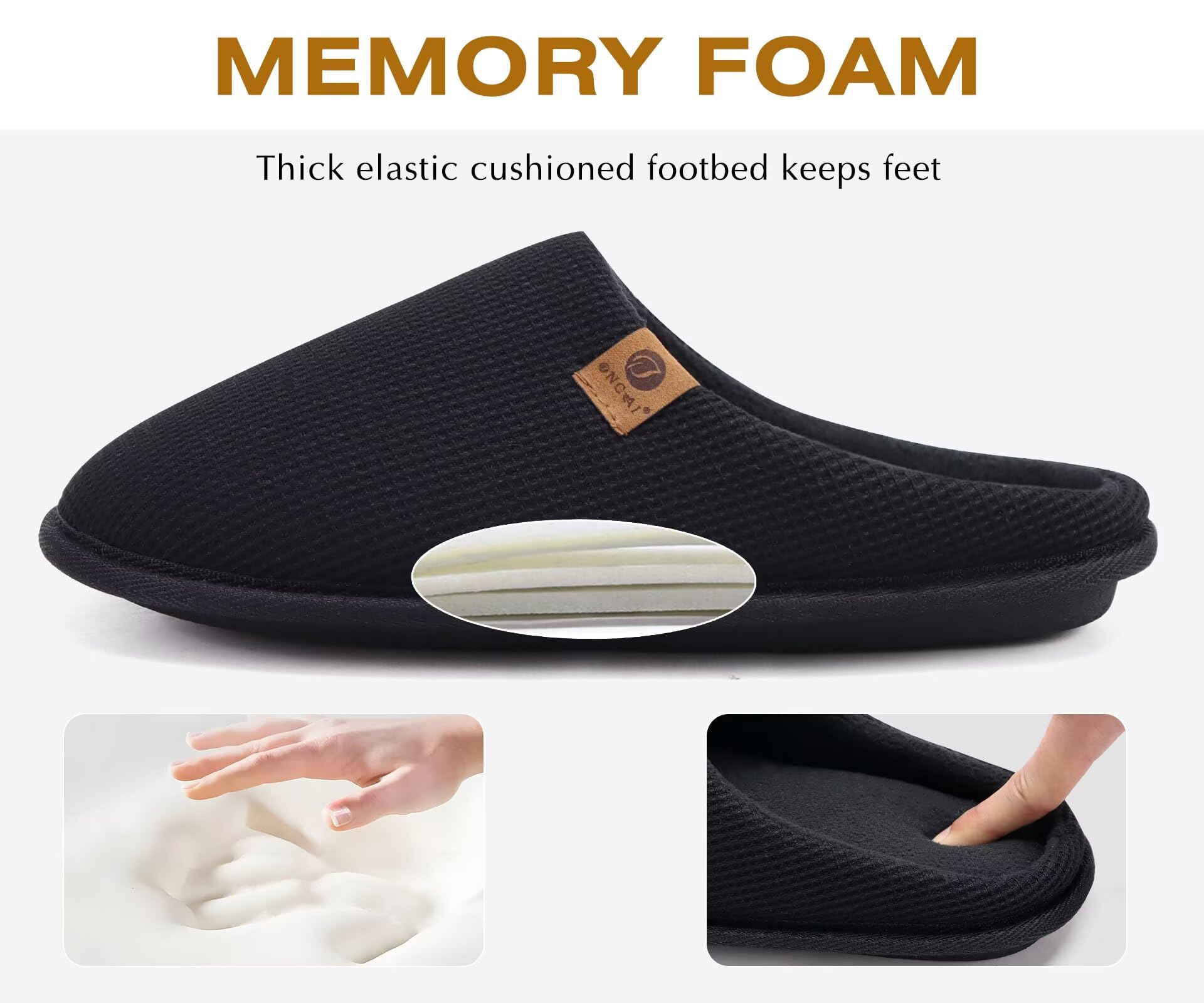 Chaussons Homme Acheter Chaussons ONCAI Polaire Fourrure Mémoire de Forme Antidérapants – Image 5