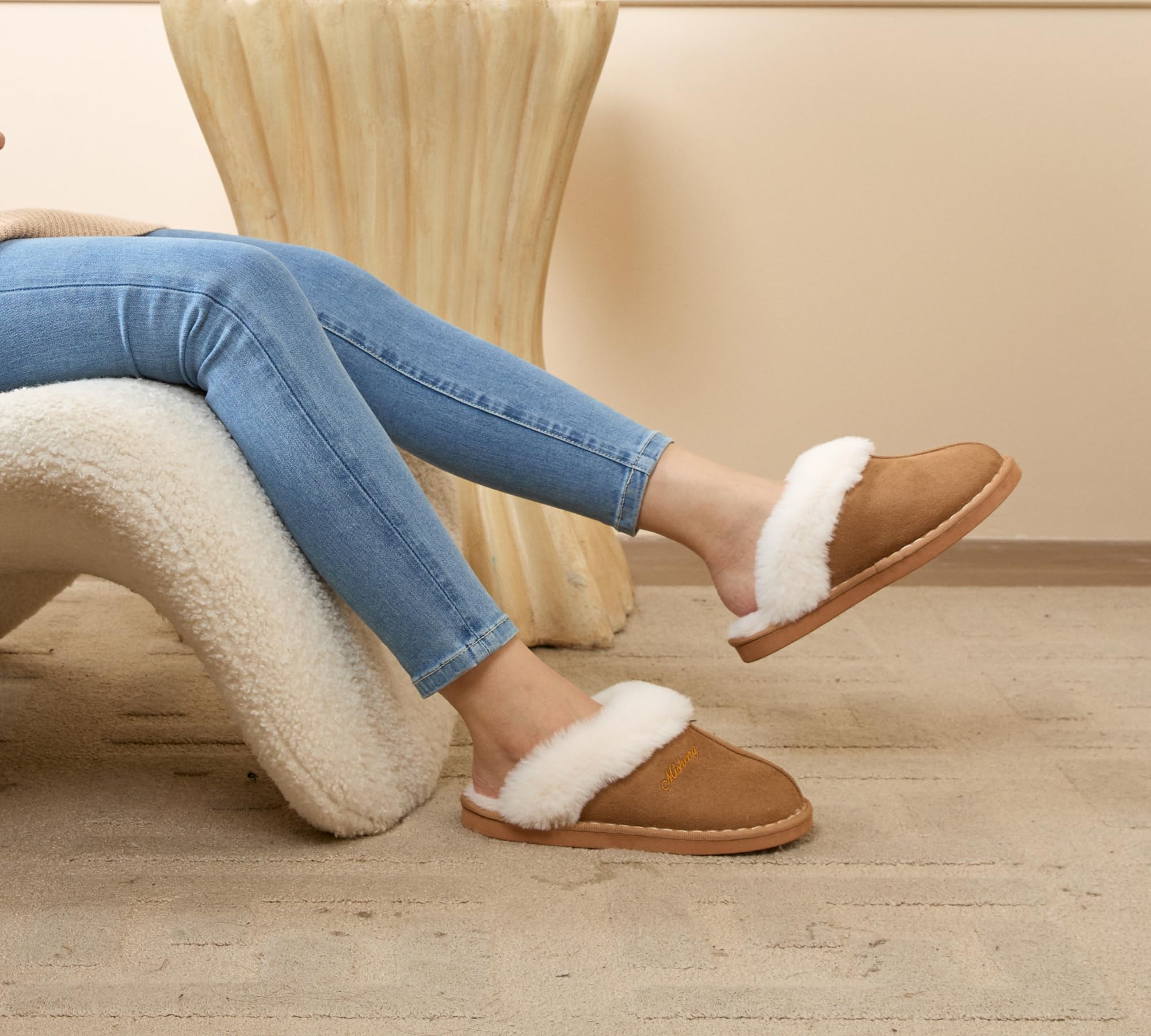 Chaussons Fourrés Acheter Chaussons Mémoire de Forme Faux Daim Antidérapants – Image 3