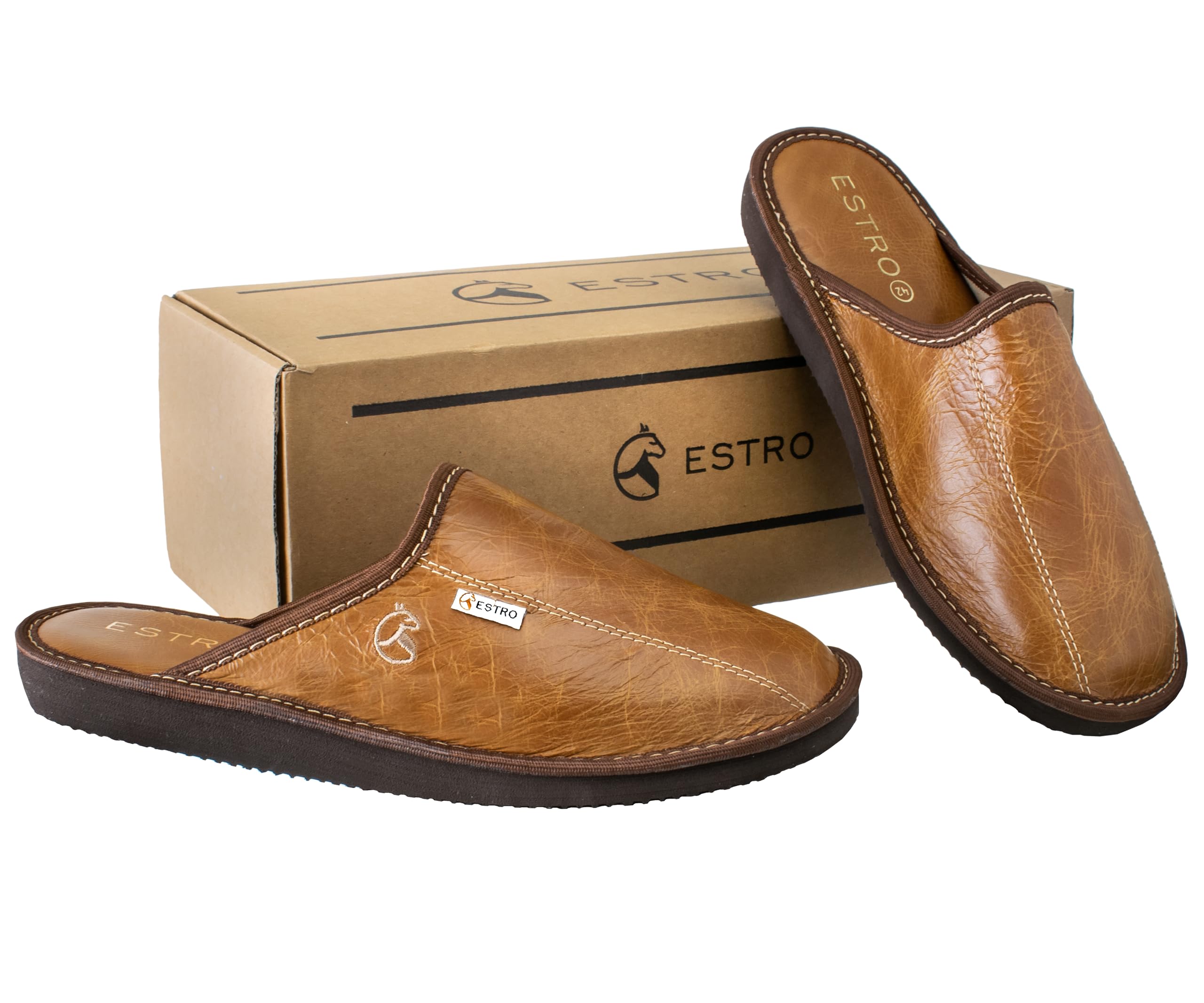 Mules Acheter Chaussons ESTRO homme cuir et laine semelle confort – Image 6