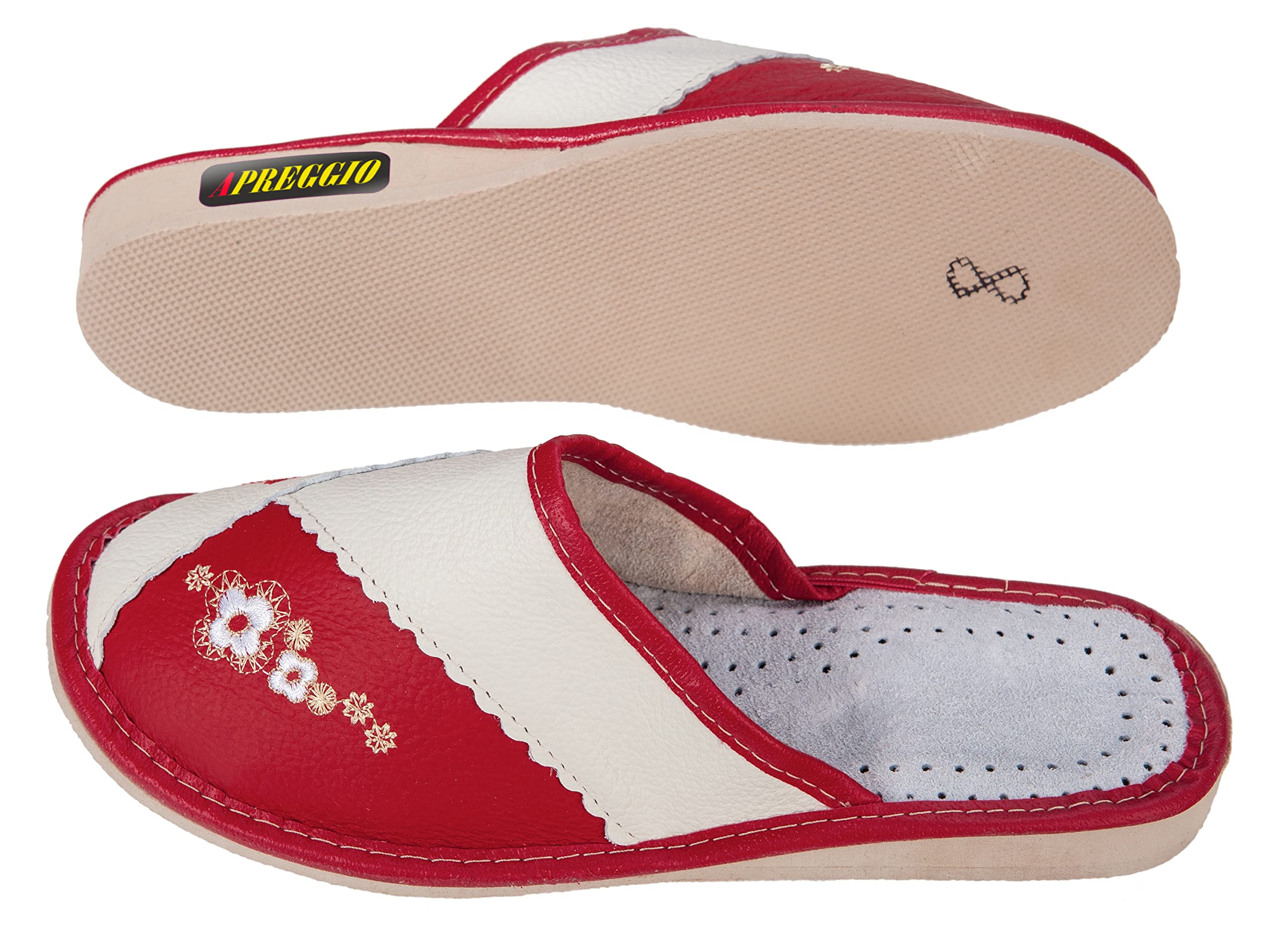 Pantoufles Femme Cuir Acheter Chaussons APREGGIO Fait Main – Image 4