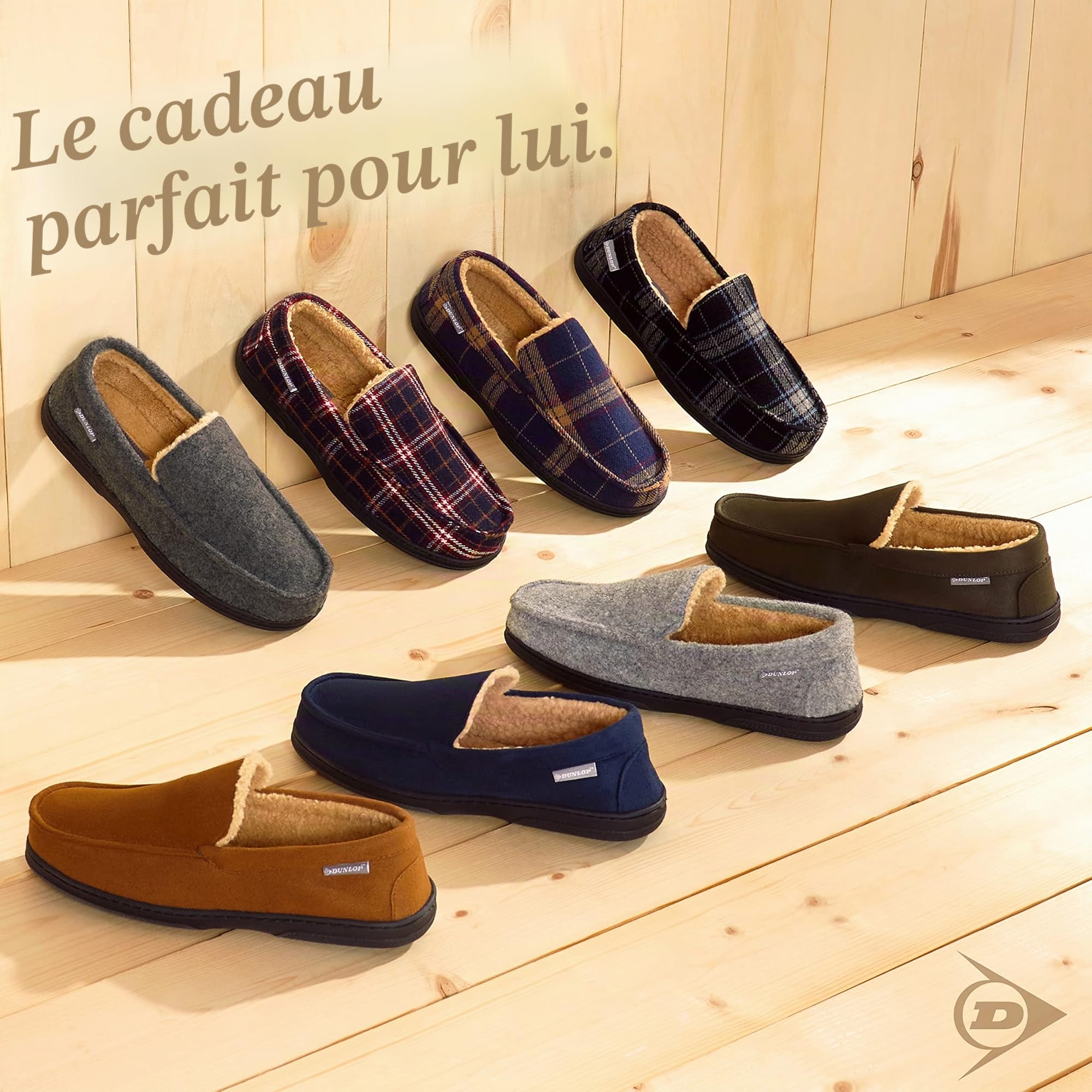 Chausson Homme Acheter Chaussons Dunlop Mocassin Mémoire de Forme Antidérapant – Image 2
