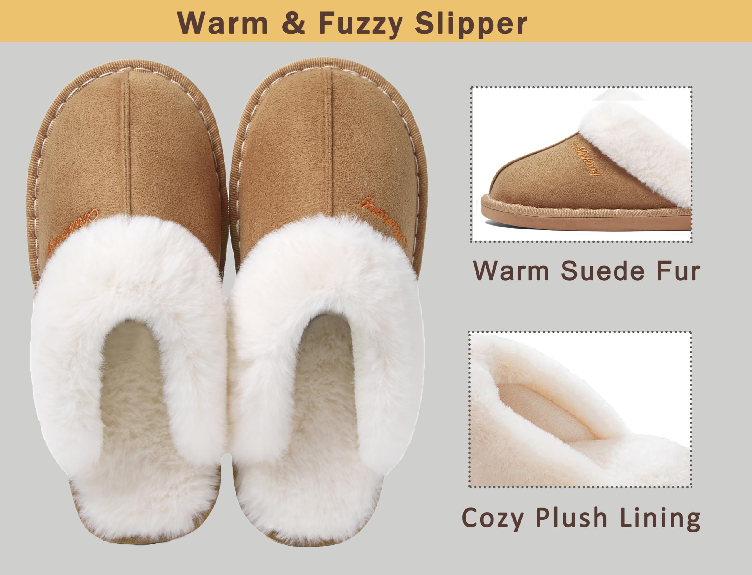Chaussons Fourrés Acheter Chaussons Mémoire de Forme Faux Daim Antidérapants – Image 4