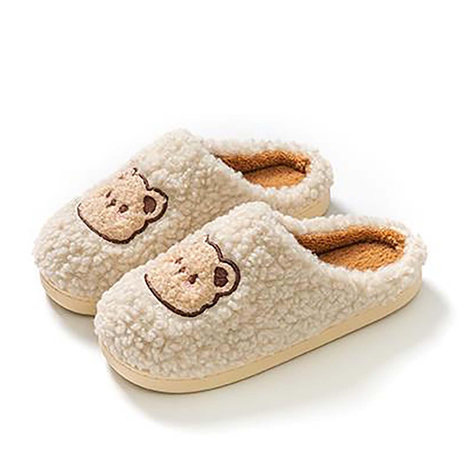 Pantoufles Acheter Chaussons couple assorties fourrées animaux semelle souple – Image 3