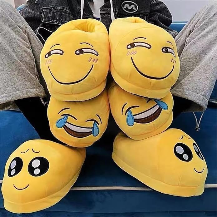 Chaussons Emoji Coton Pelucheux Acheter Chaussons Émoticônes Chaud Hiver – Image 7