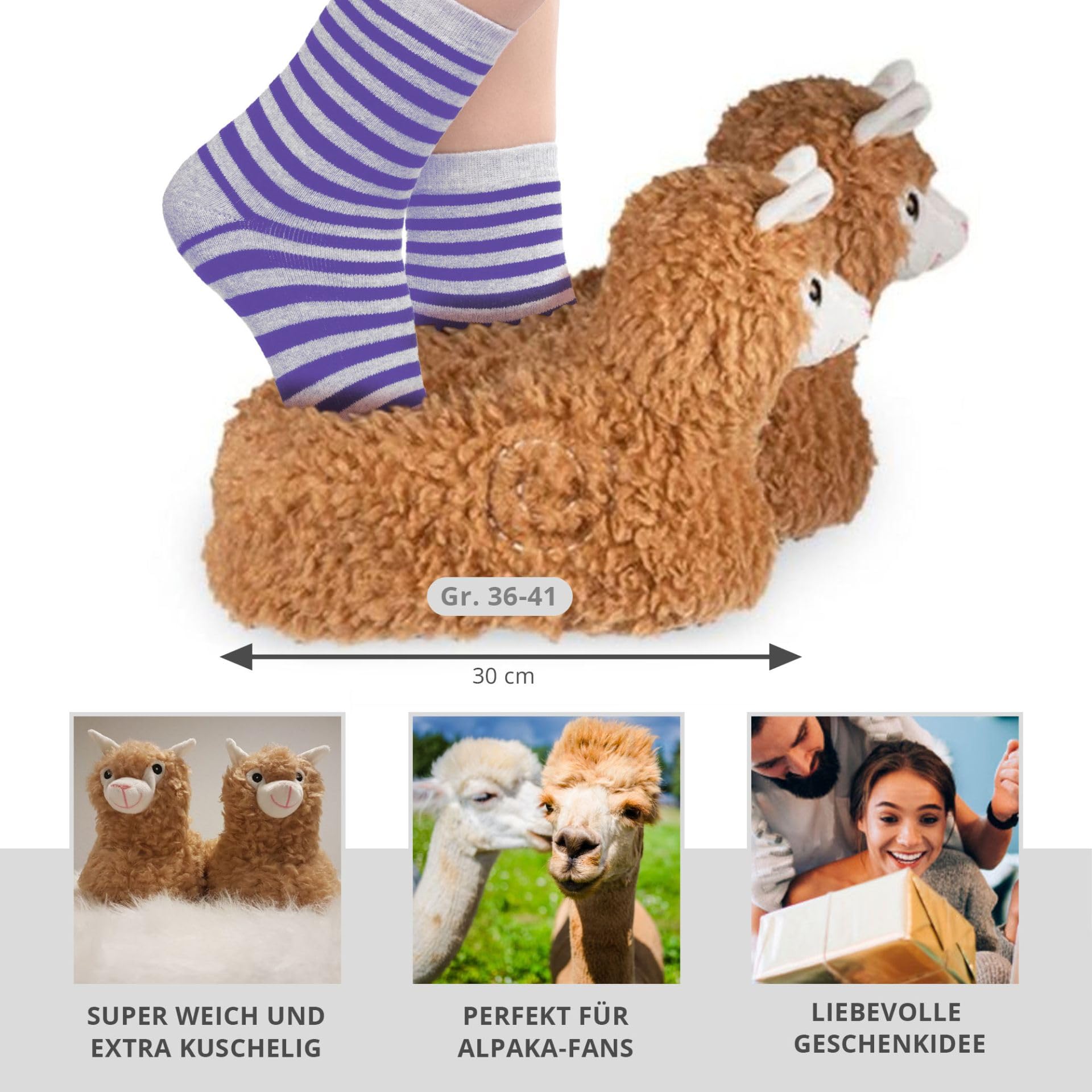 Chaussons Alpaga Animaux Acheter Chaussons Monsterzeug Pantoufles Douillettes – Image 3