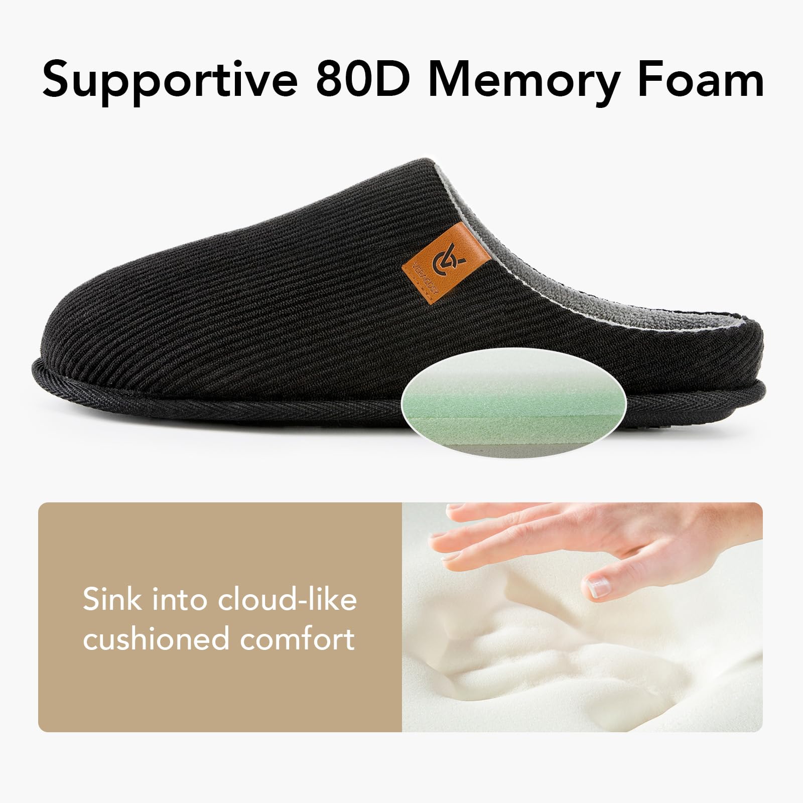 Pantoufles Homme Acheter Chaussons VeraCosy Velours Côtelé Mousse Mémoire de Forme – Image 5