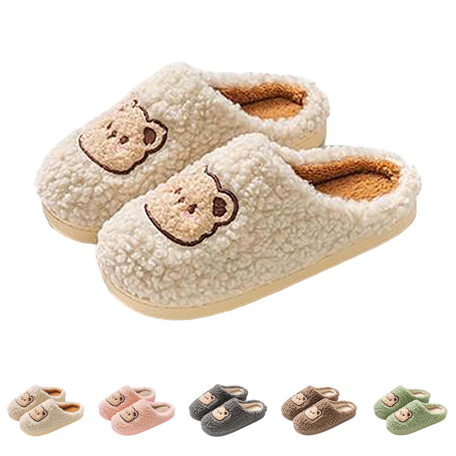 Pantoufles Acheter Chaussons couple assorties fourrées animaux semelle souple – Image 5