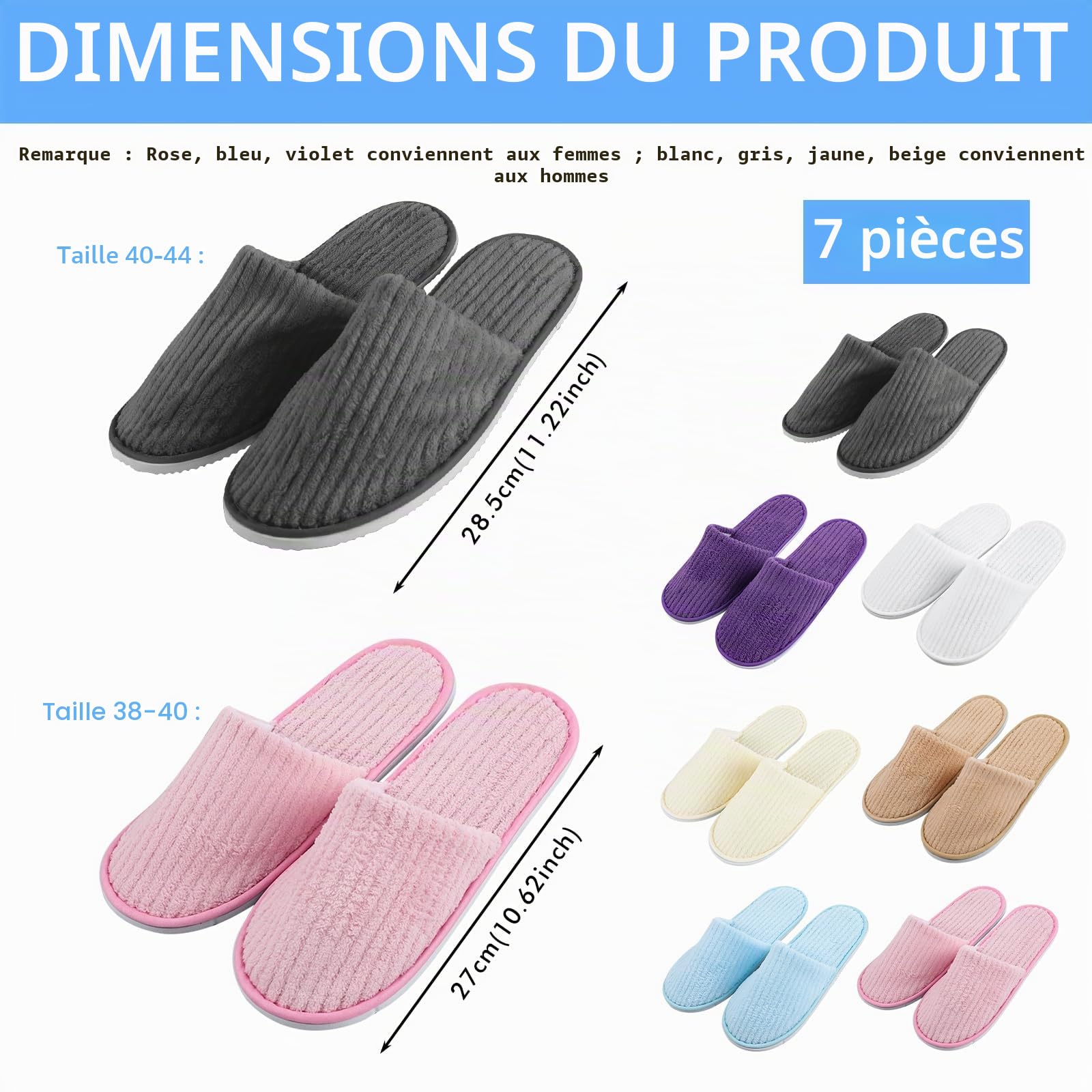 Pantoufles Invités Acheter Chaussons Lot 7 Paires Éponge Antidérapantes – Image 4