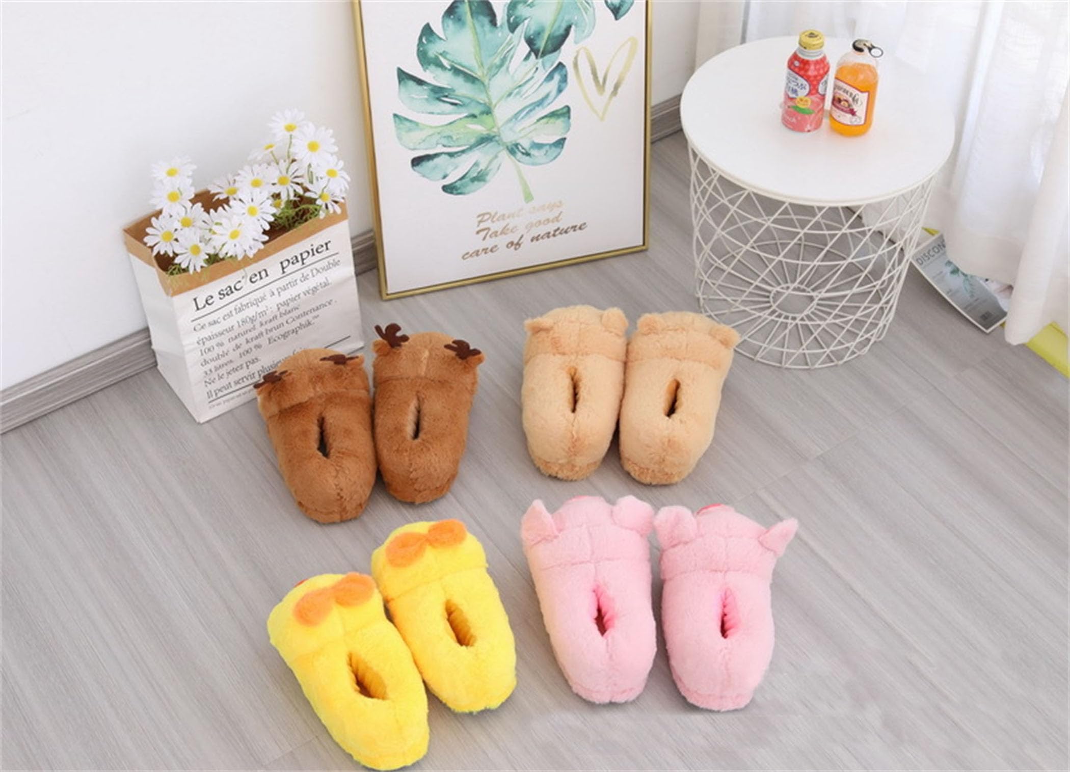 Pantoufles Acheter Chaussons LANFIRE forme cochon animaux femme hiver – Image 6