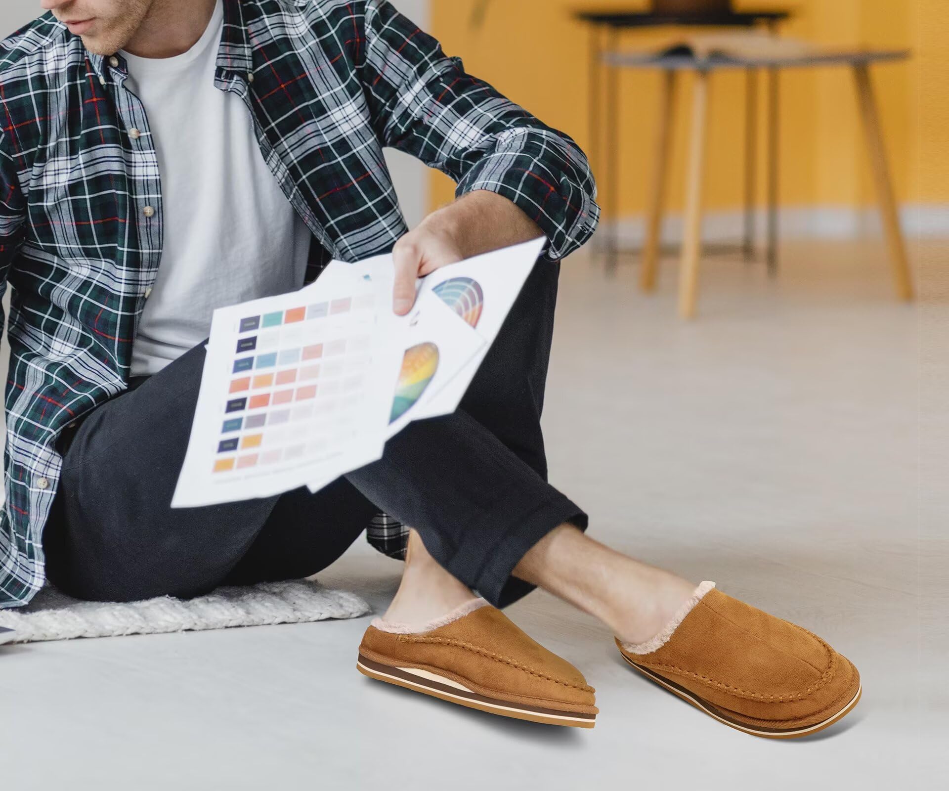 Pantoufles Acheter Chaussons KuaiLu sabot microsuède fourrure homme – Image 2